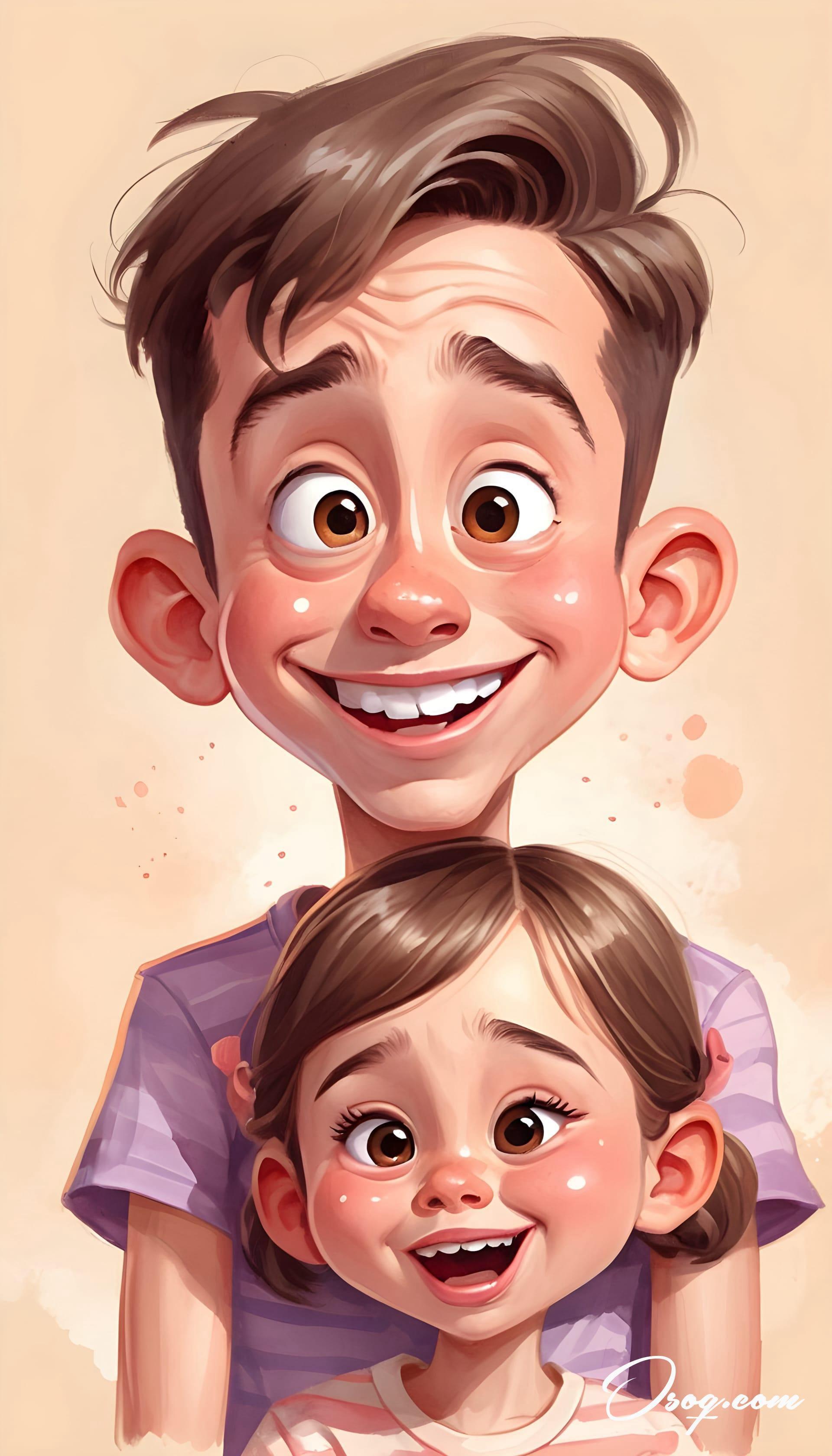 Brother sister caricature 08