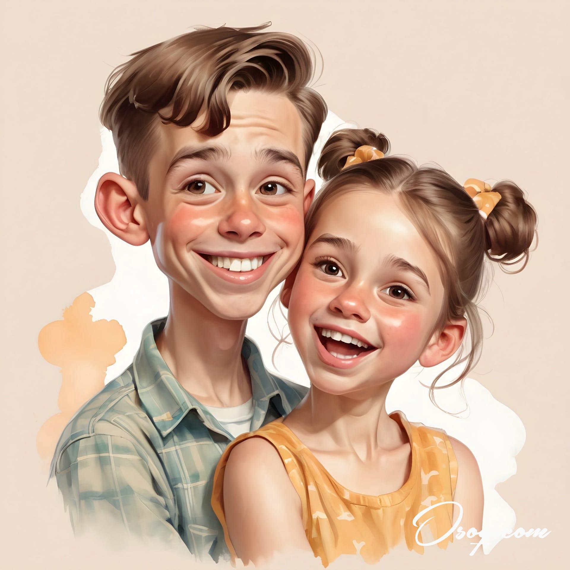 Brother sister caricature 09