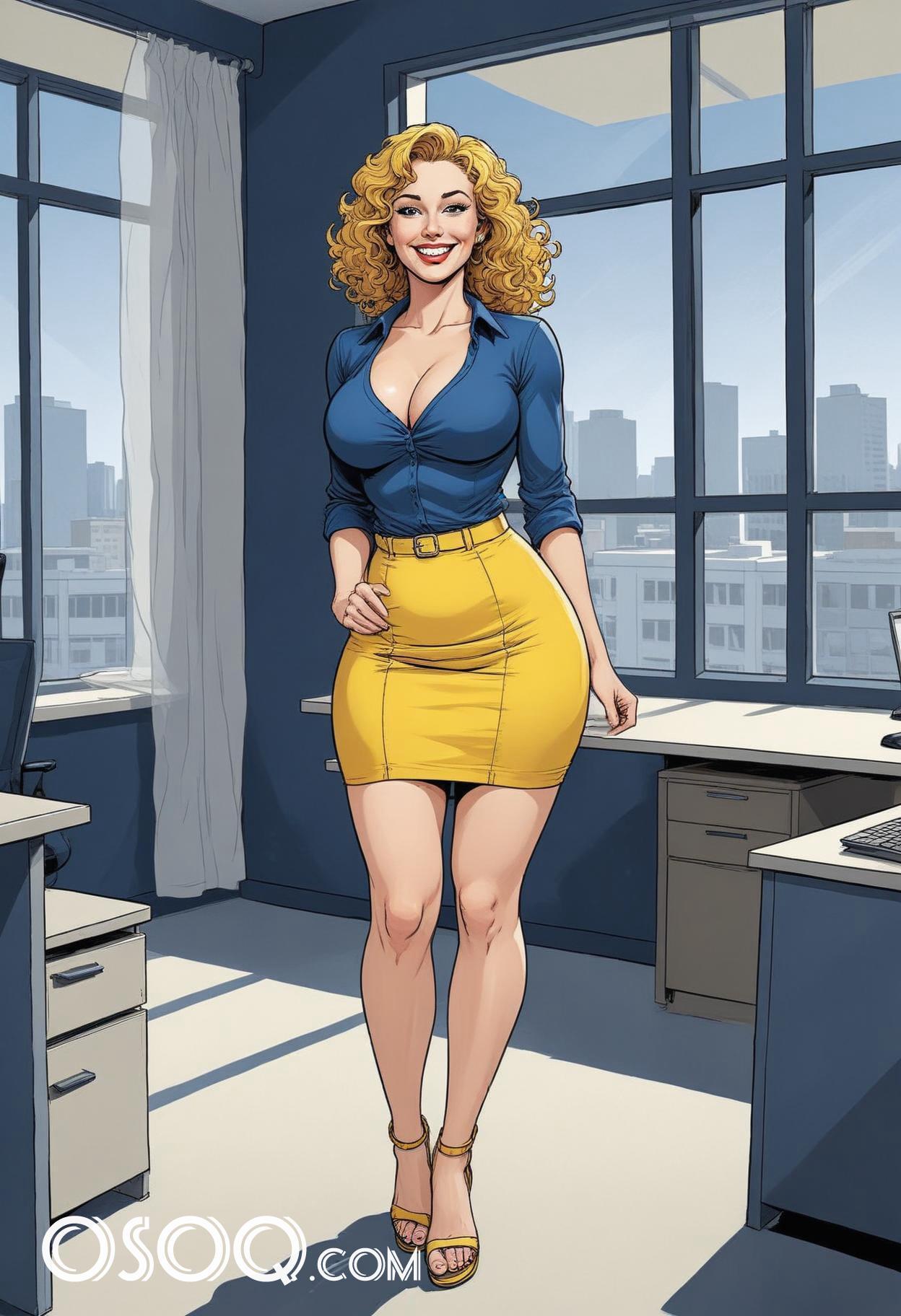 Business cartoon girl caricature drawing 06