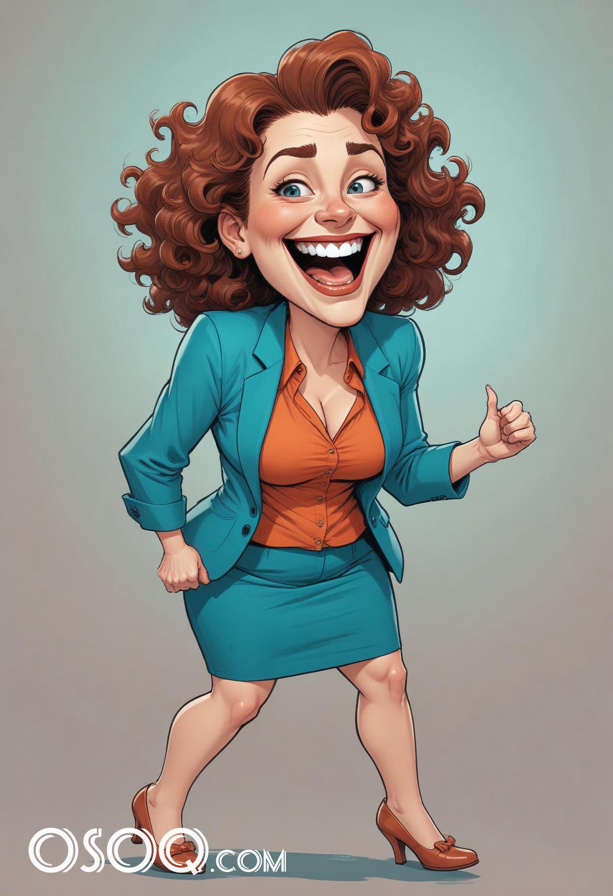 Businesswoman cartoon caricature drawing 01