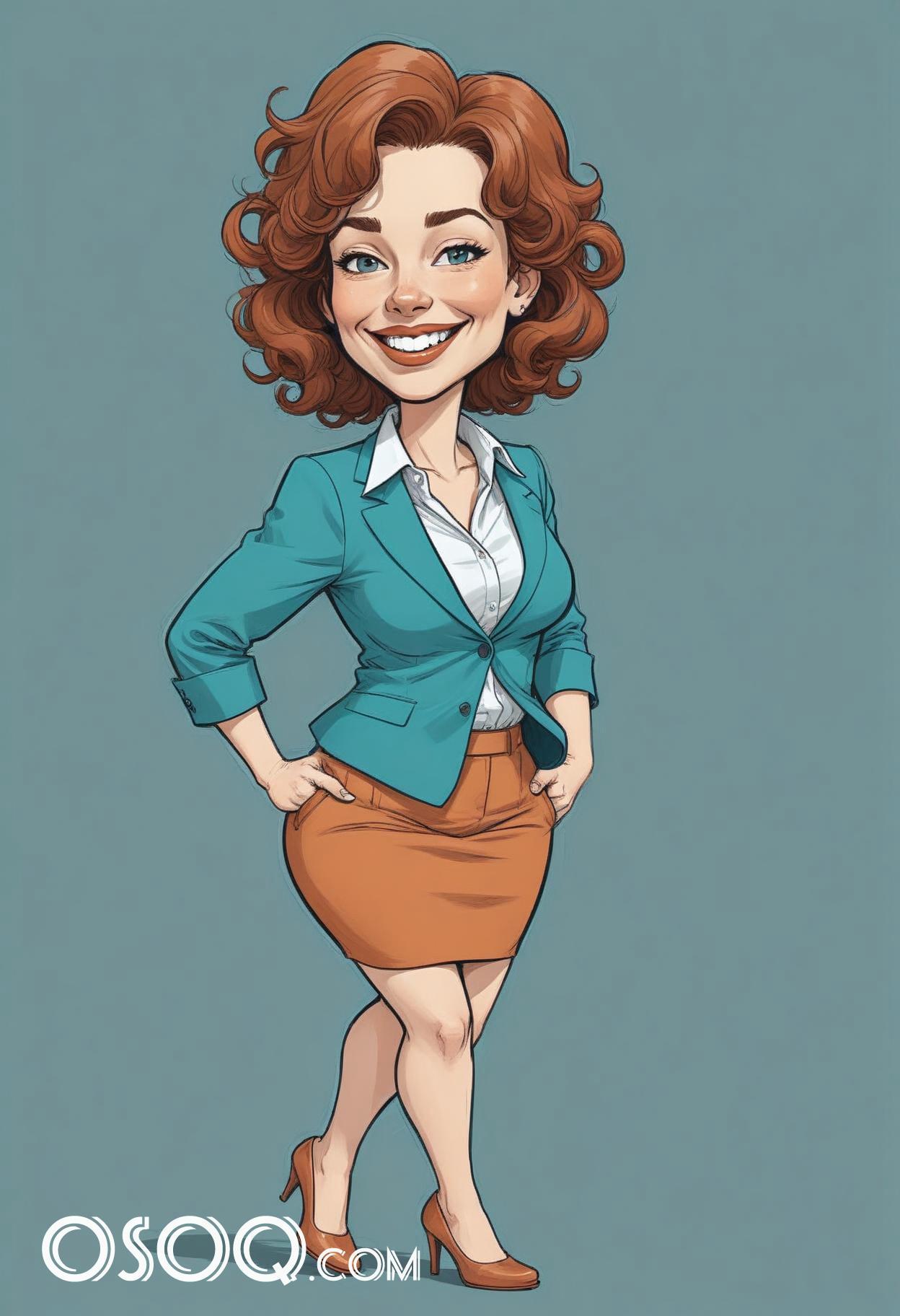 Businesswoman cartoon caricature drawing 02