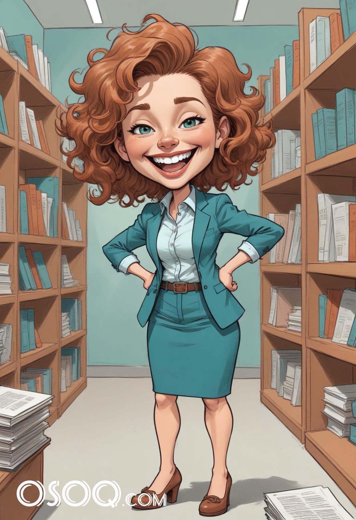 Businesswoman cartoon caricature drawing 03