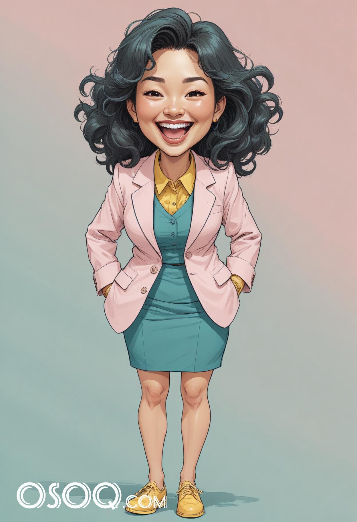 Businesswoman cartoon caricature drawing 05