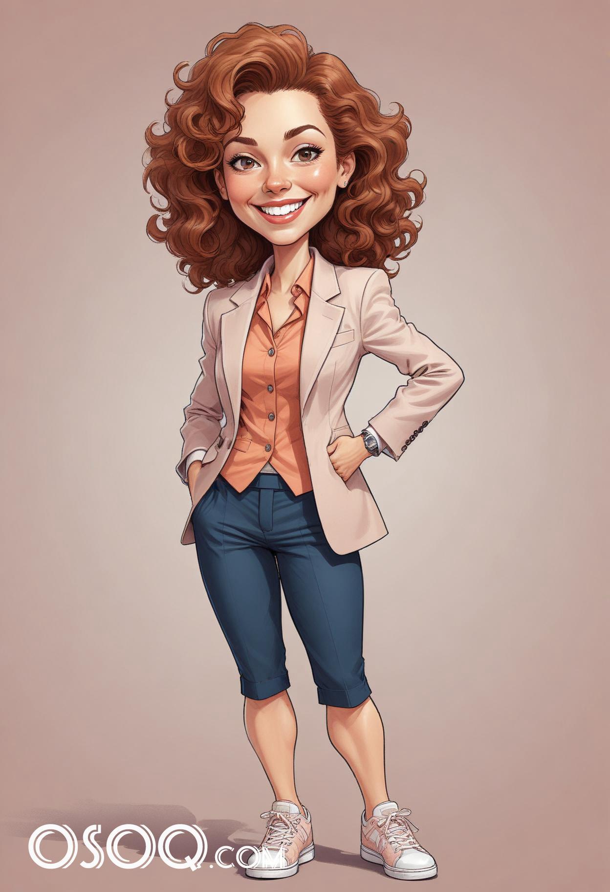 Businesswoman cartoon caricature drawing 06