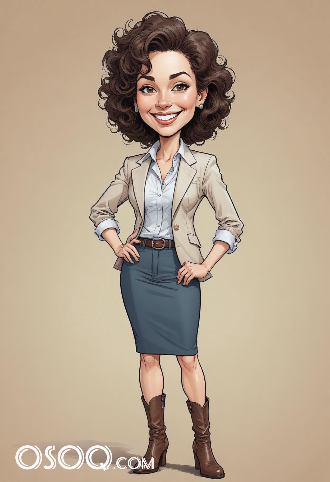 Businesswoman cartoon caricature drawing 07