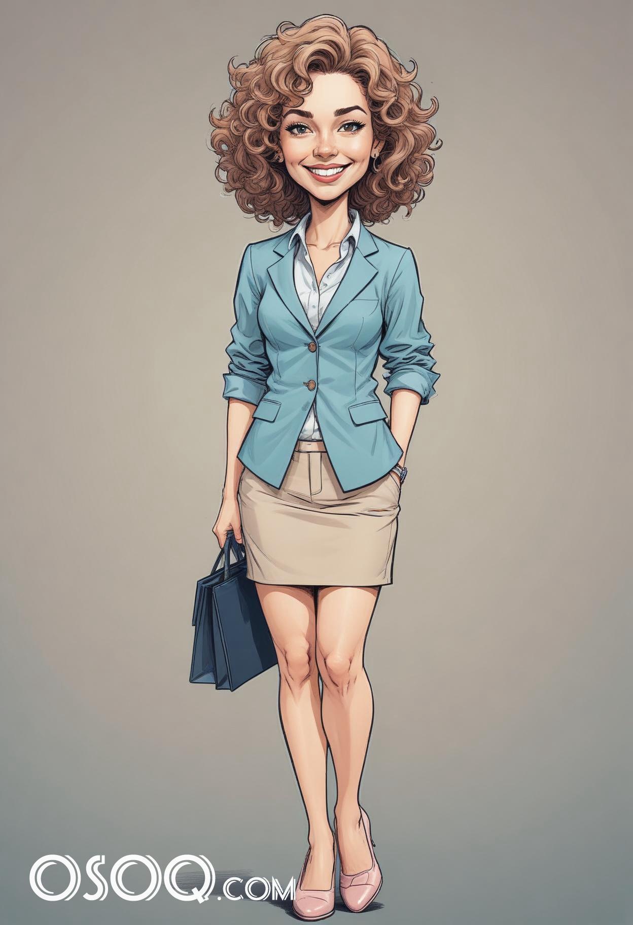 Businesswoman cartoon caricature drawing 08