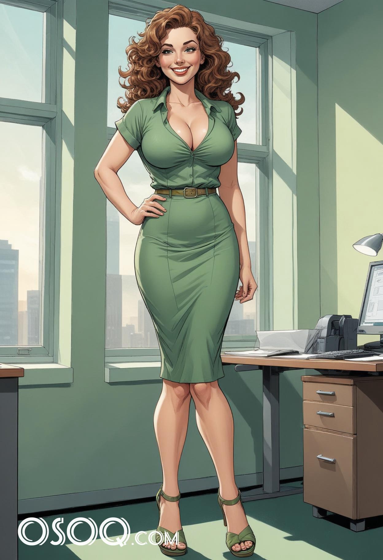 Businesswoman casual outfits cartoon drawing 13