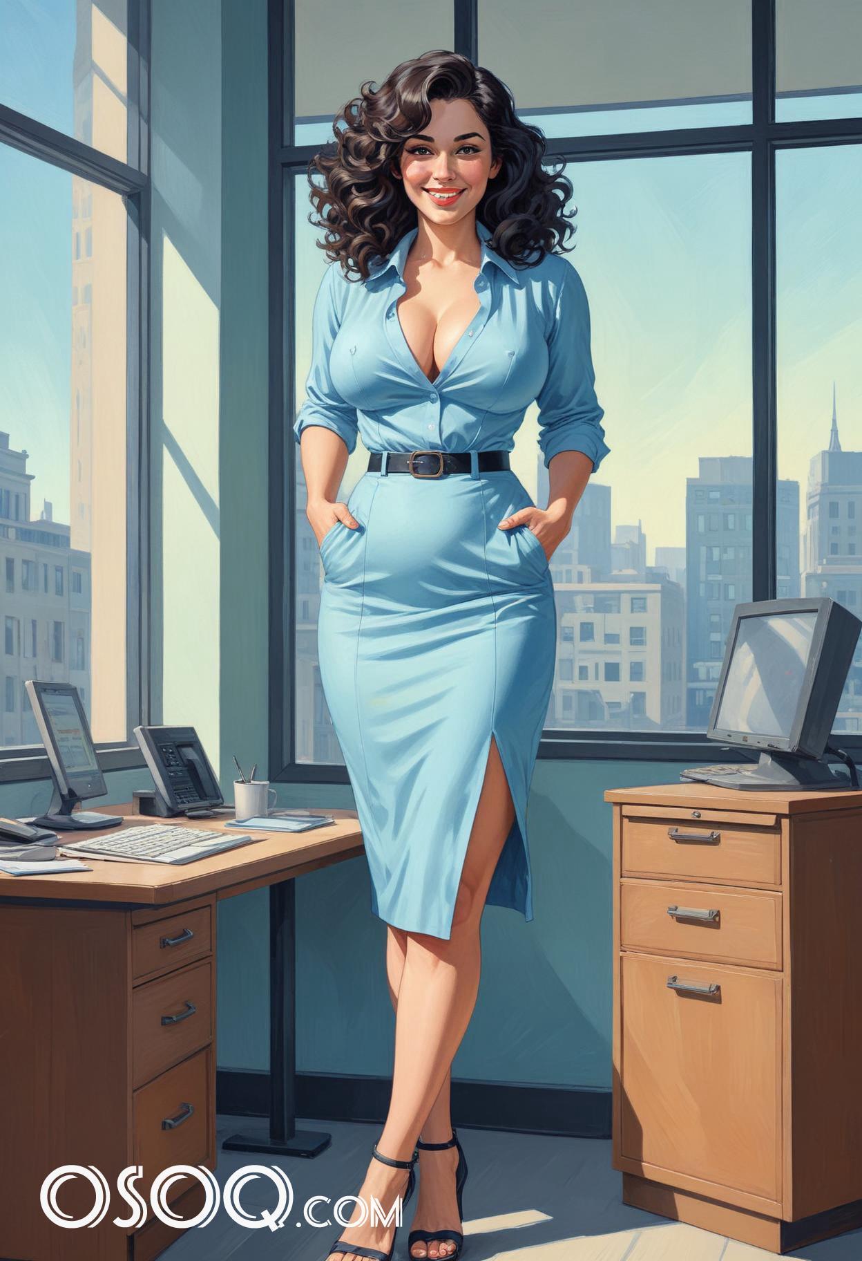 Businesswoman casual outfits cartoon drawing 20