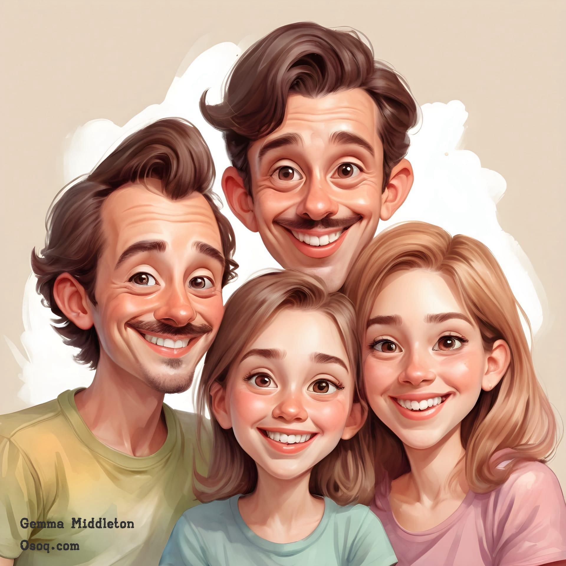 Caricature family portrait 02