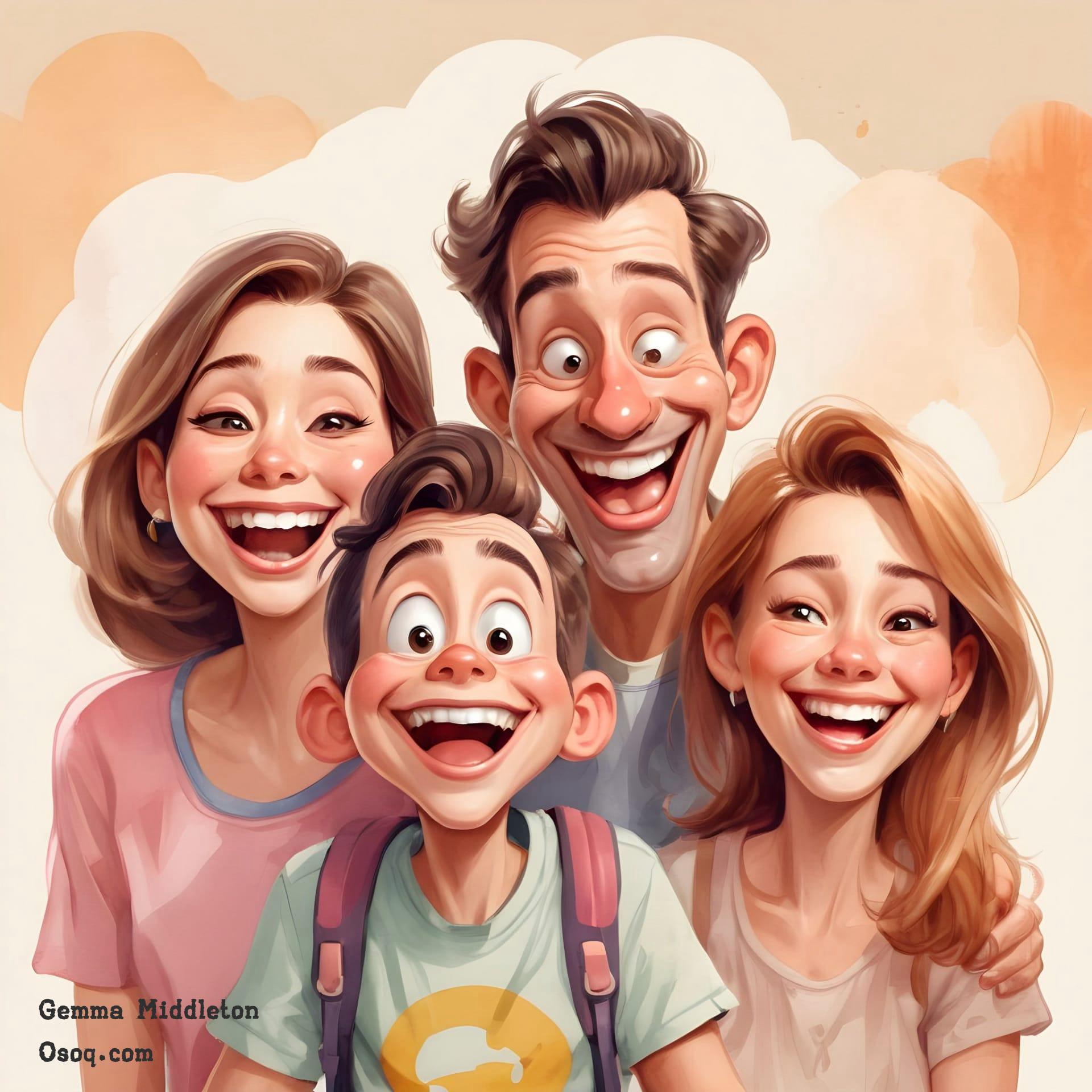 Caricature family portrait 03