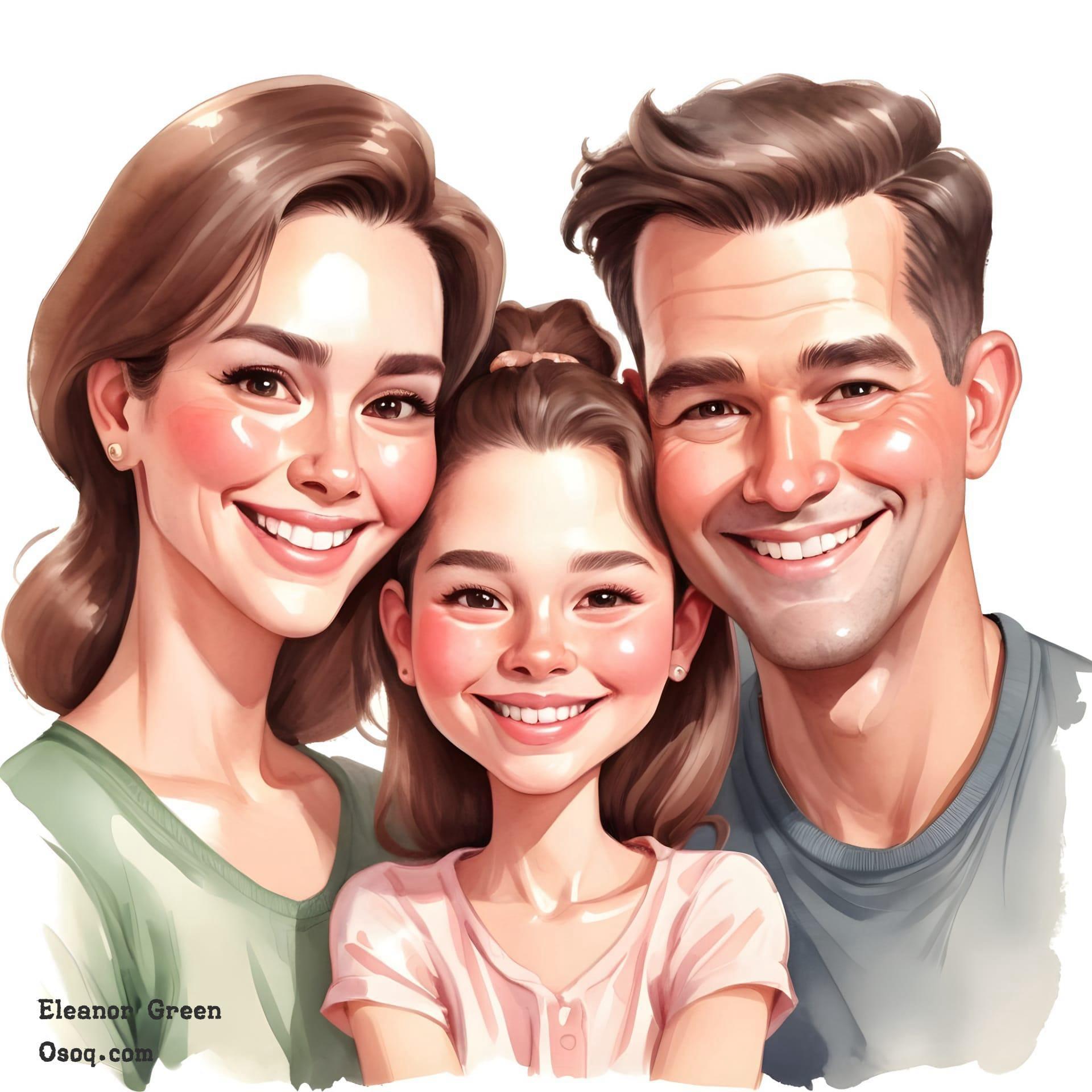 Caricature family portrait 04