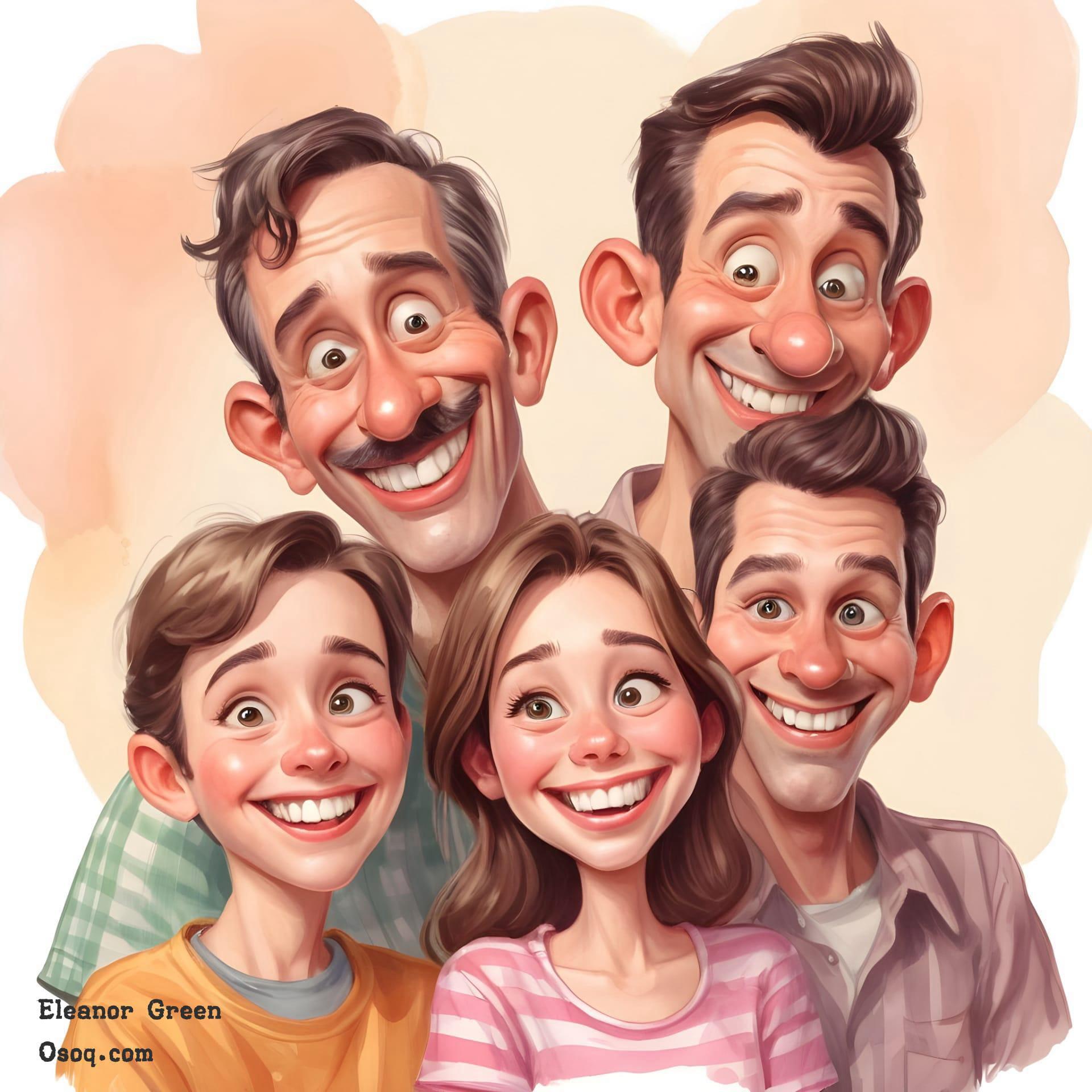 Caricature family portrait 05