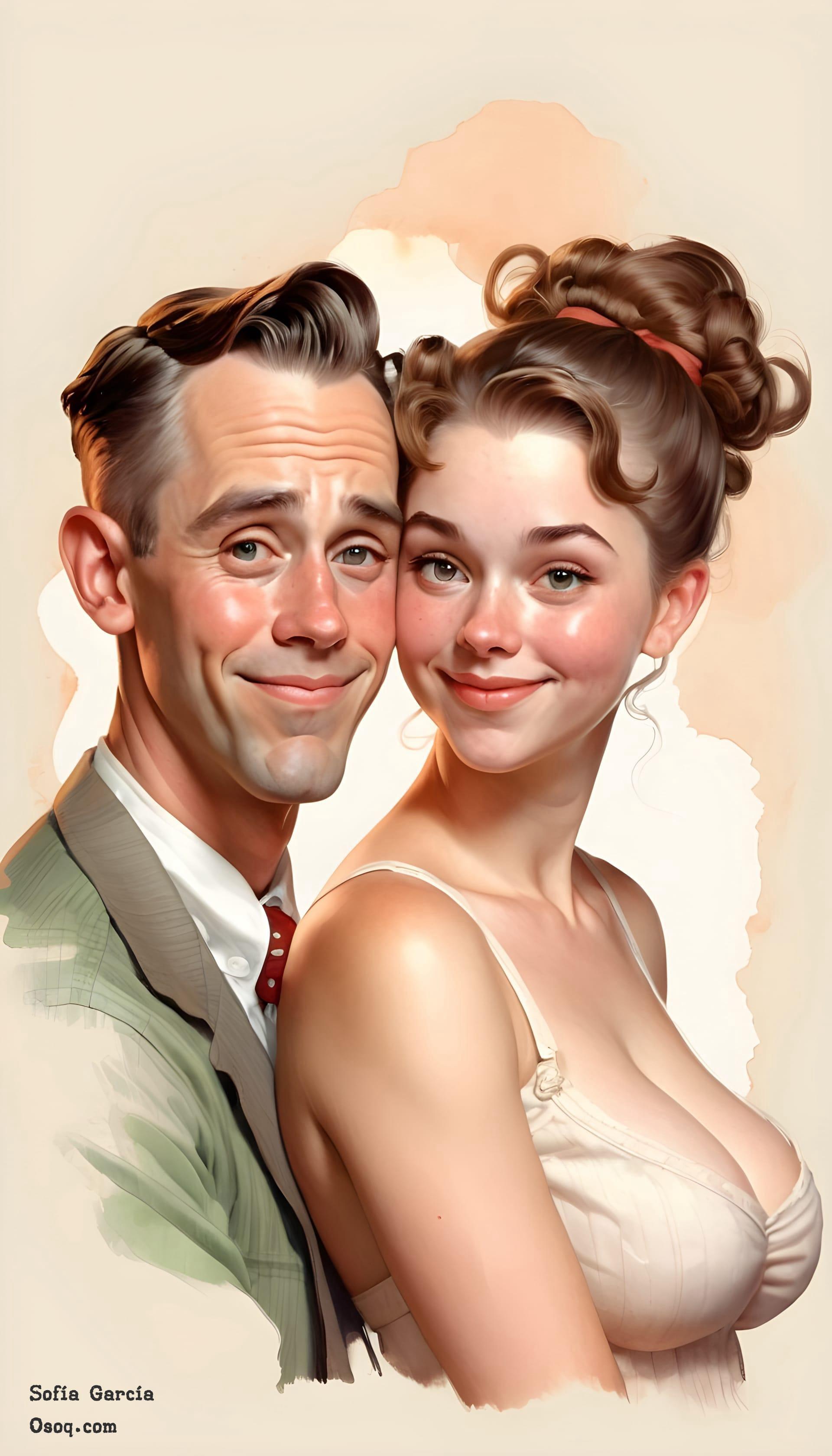 Couple cartoon portrait 18