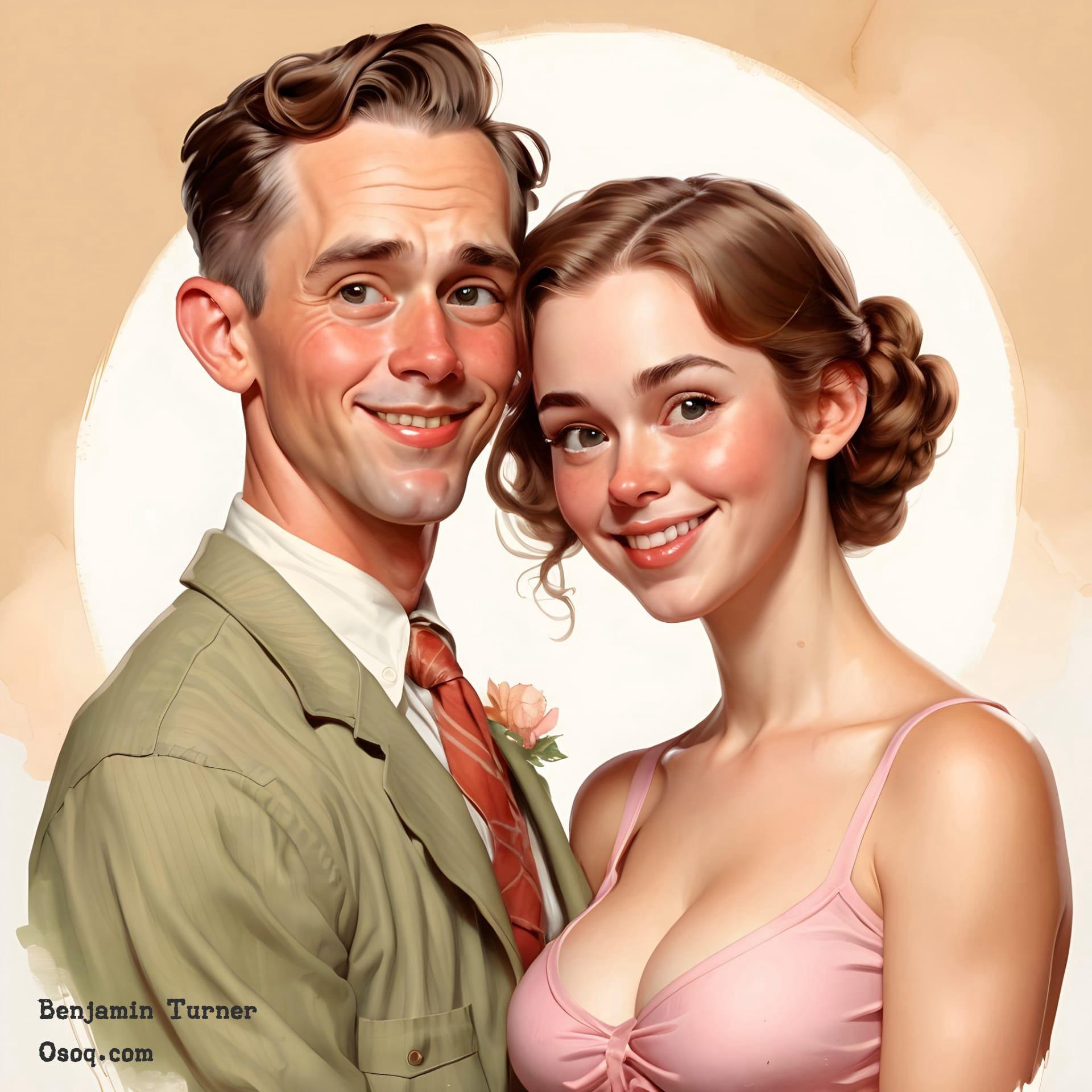 Couple cartoon portrait 19