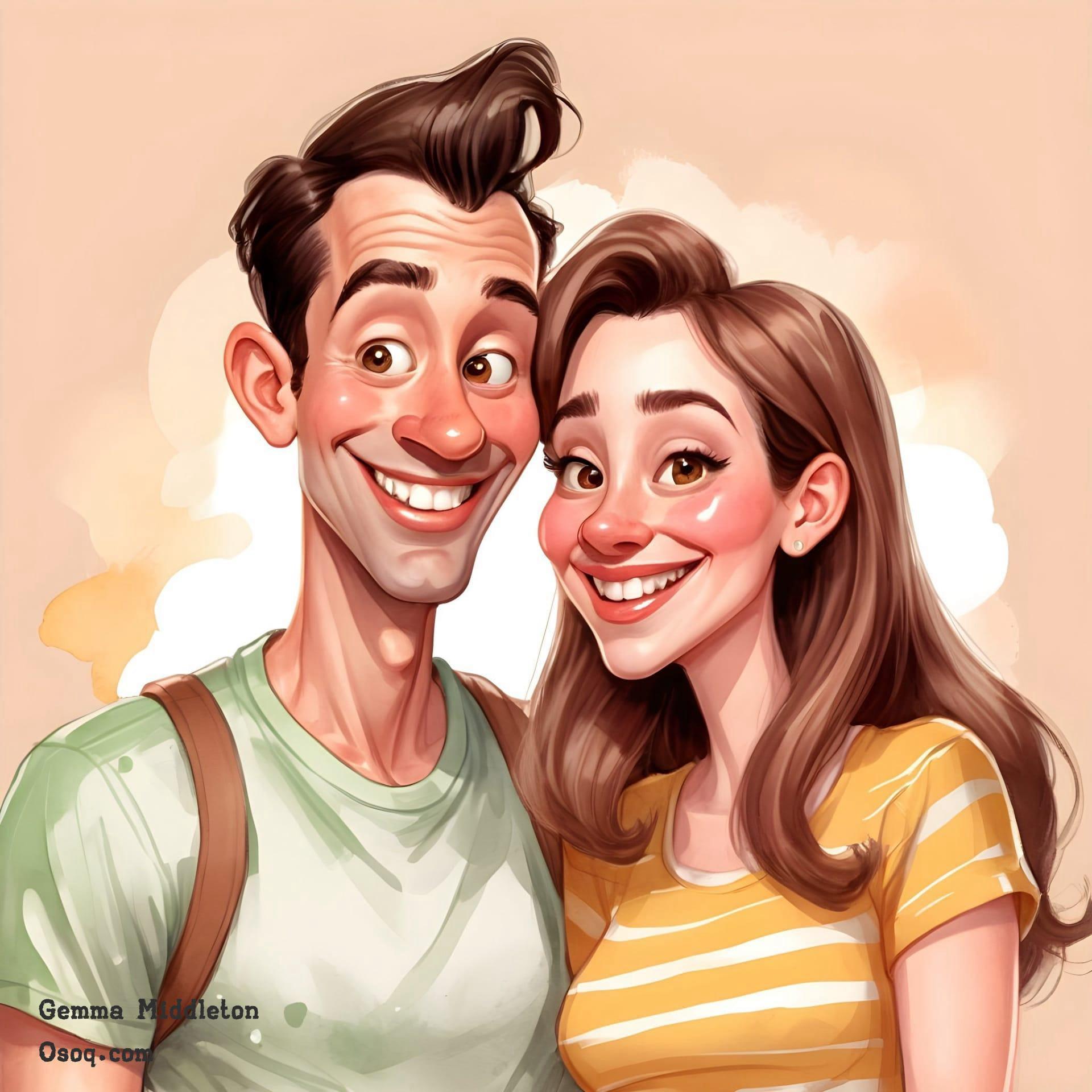 Custom cartoon couple portrait 01