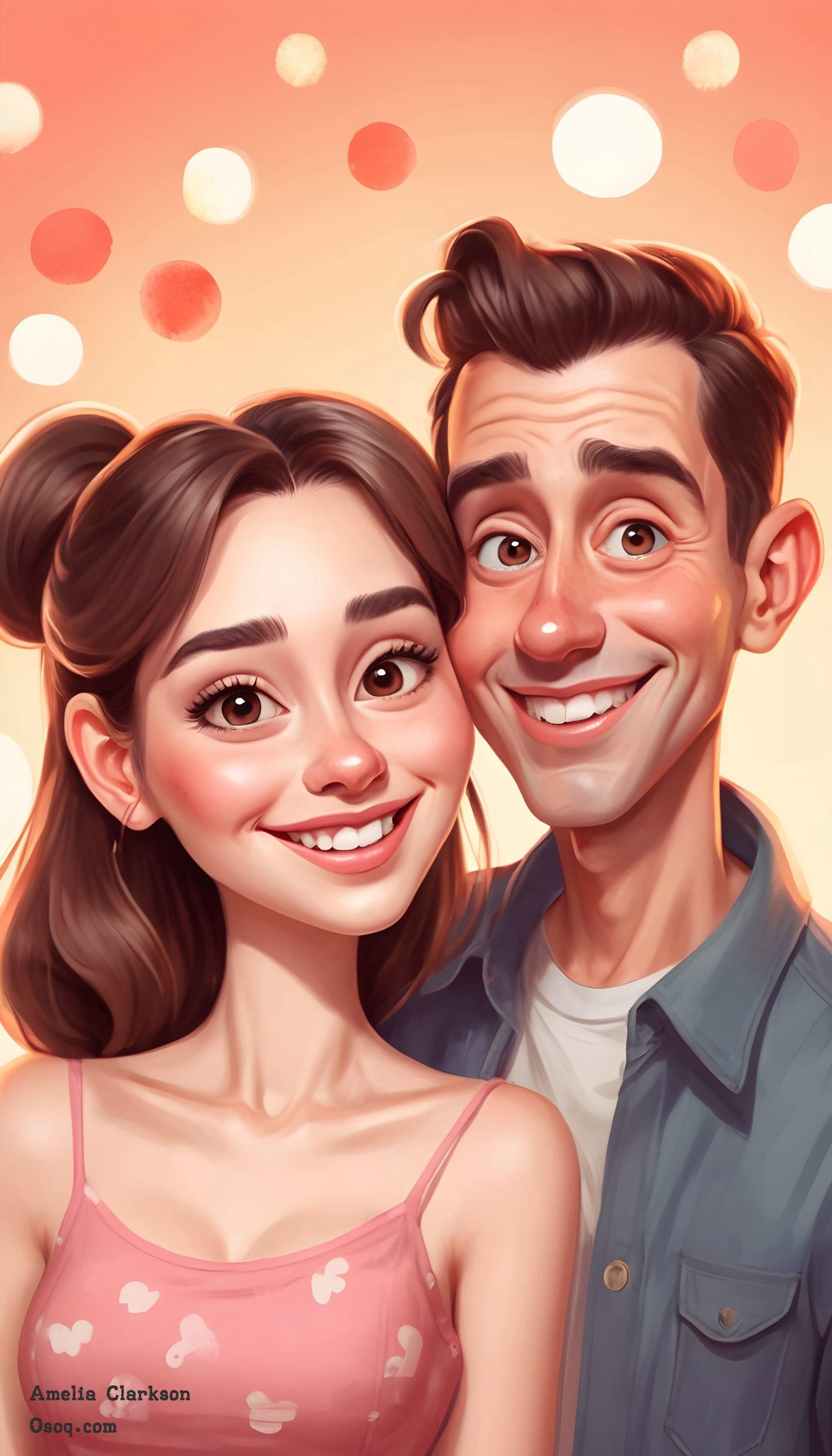 Custom cartoon couple portrait 03