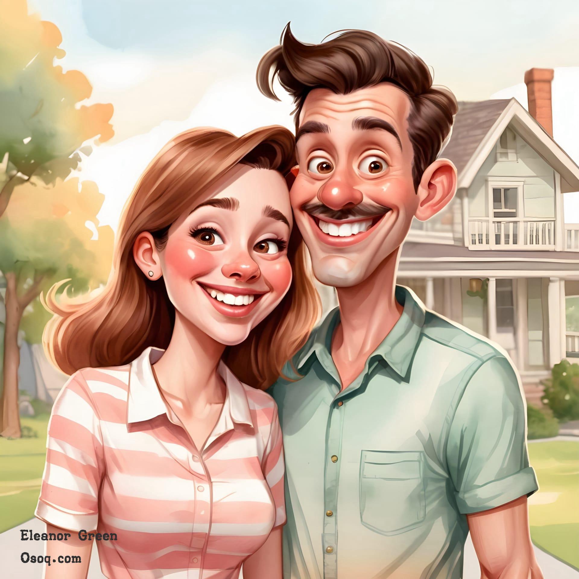 Custom cartoon couple portrait 04