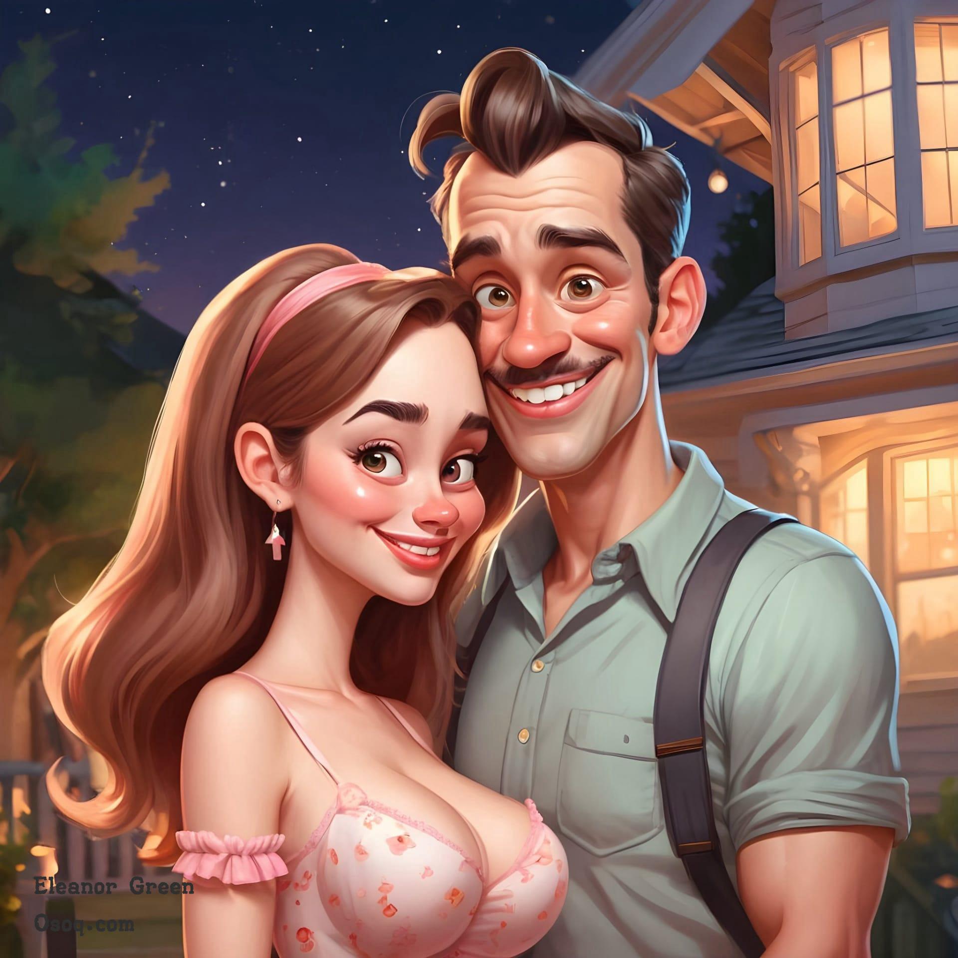 Custom cartoon couple portrait 05