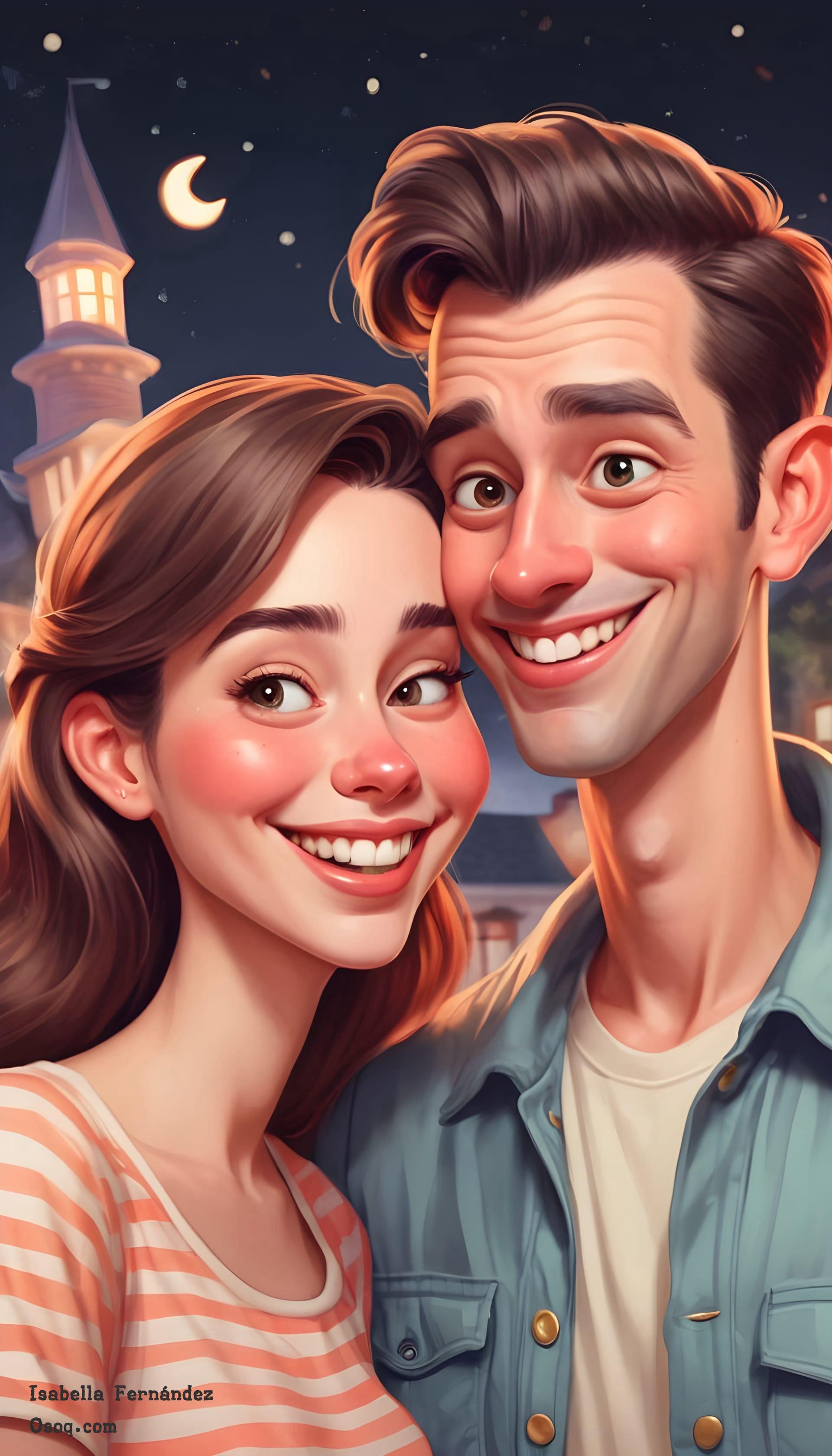 Custom cartoon couple portrait 06