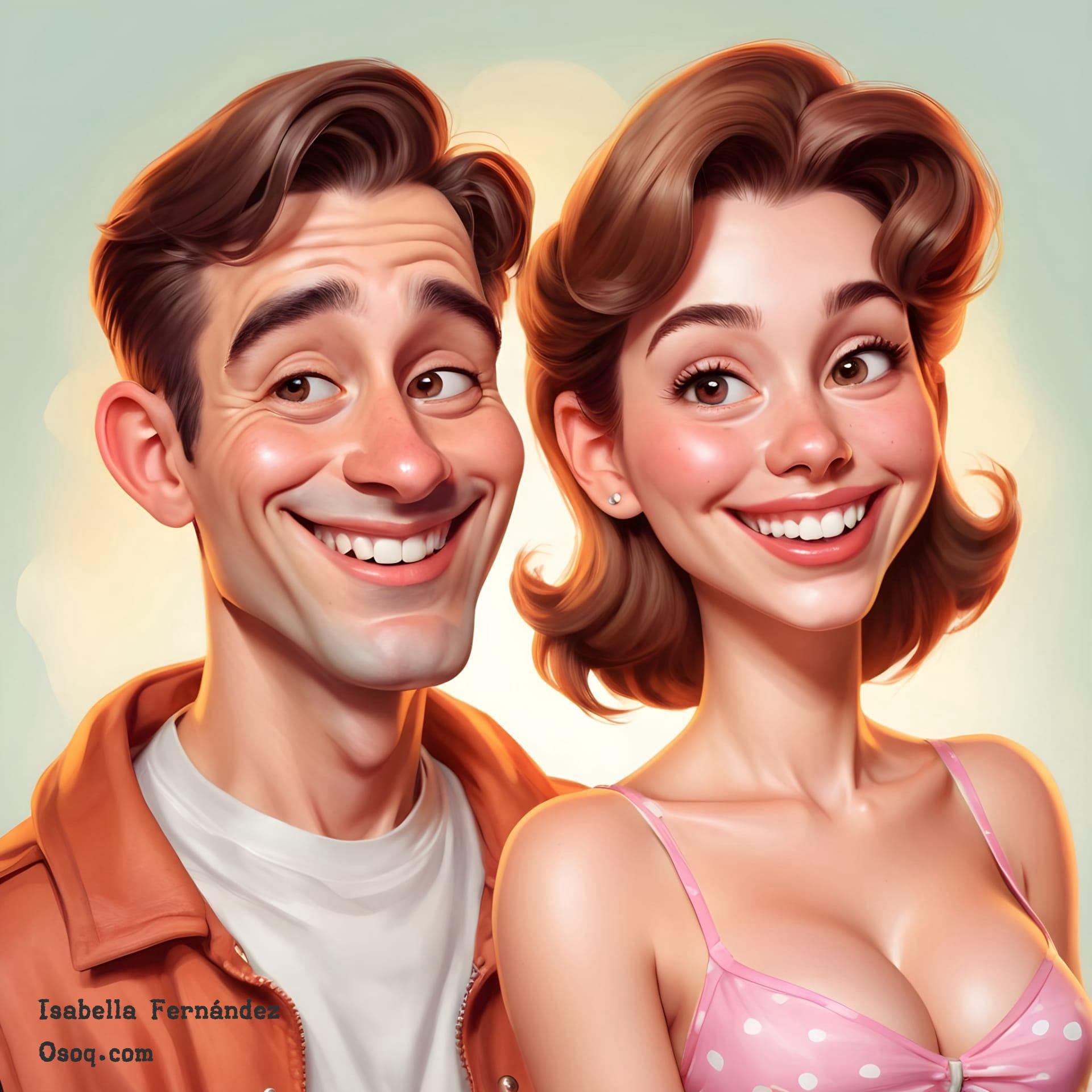 Custom cartoon couple portrait 07