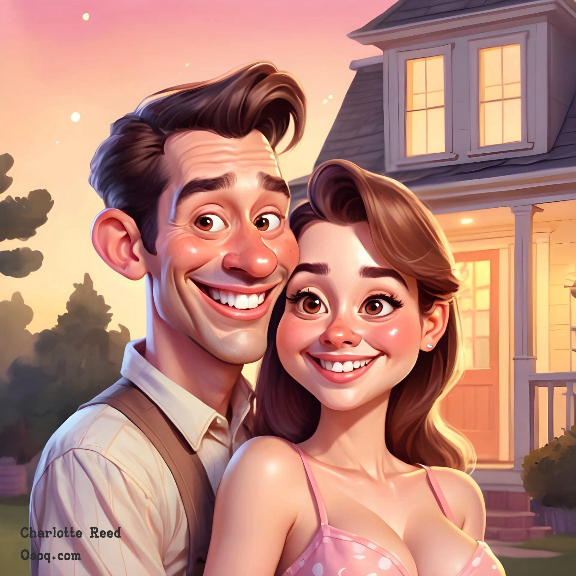 Custom cartoon couple portrait 09