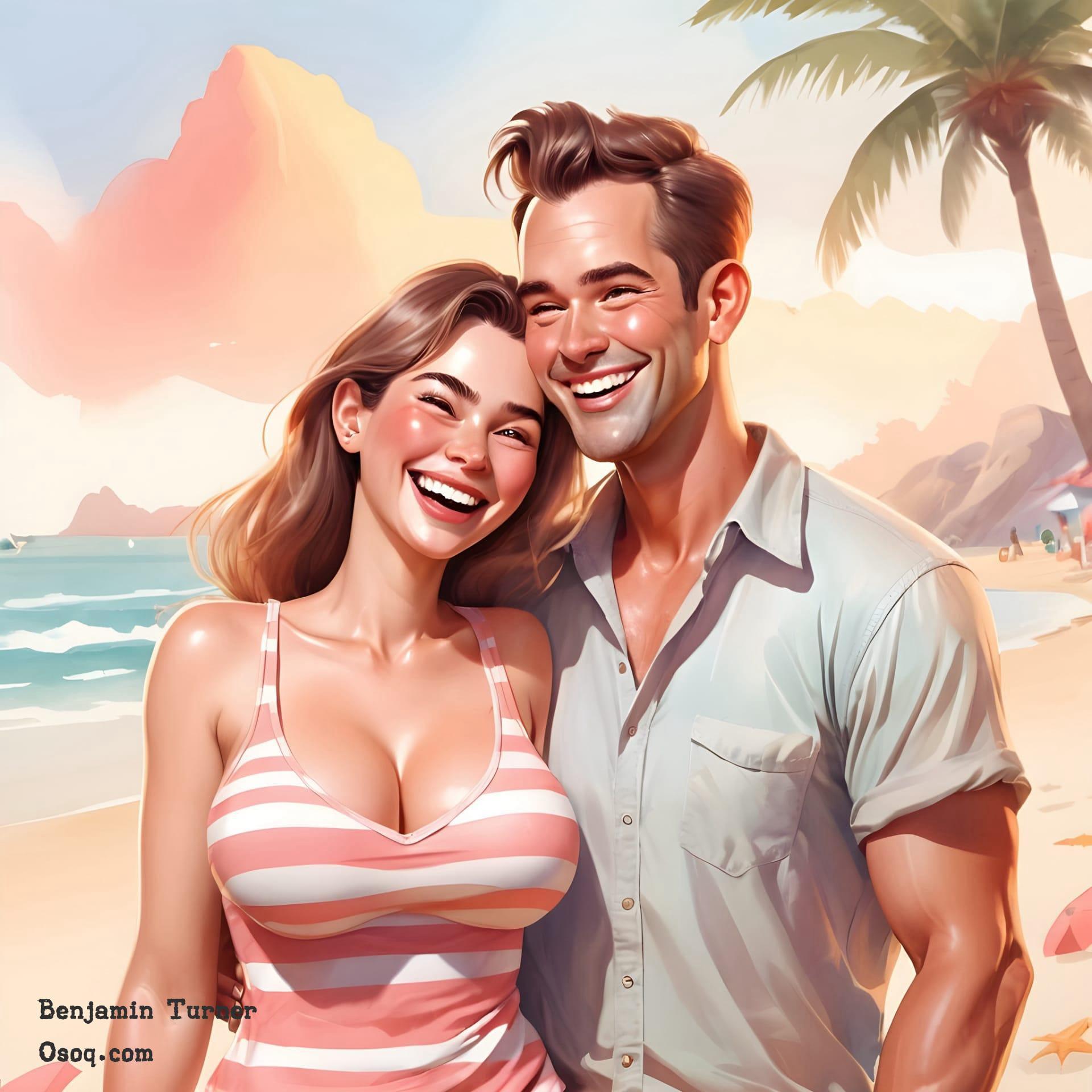 Custom cartoon couple portrait 14