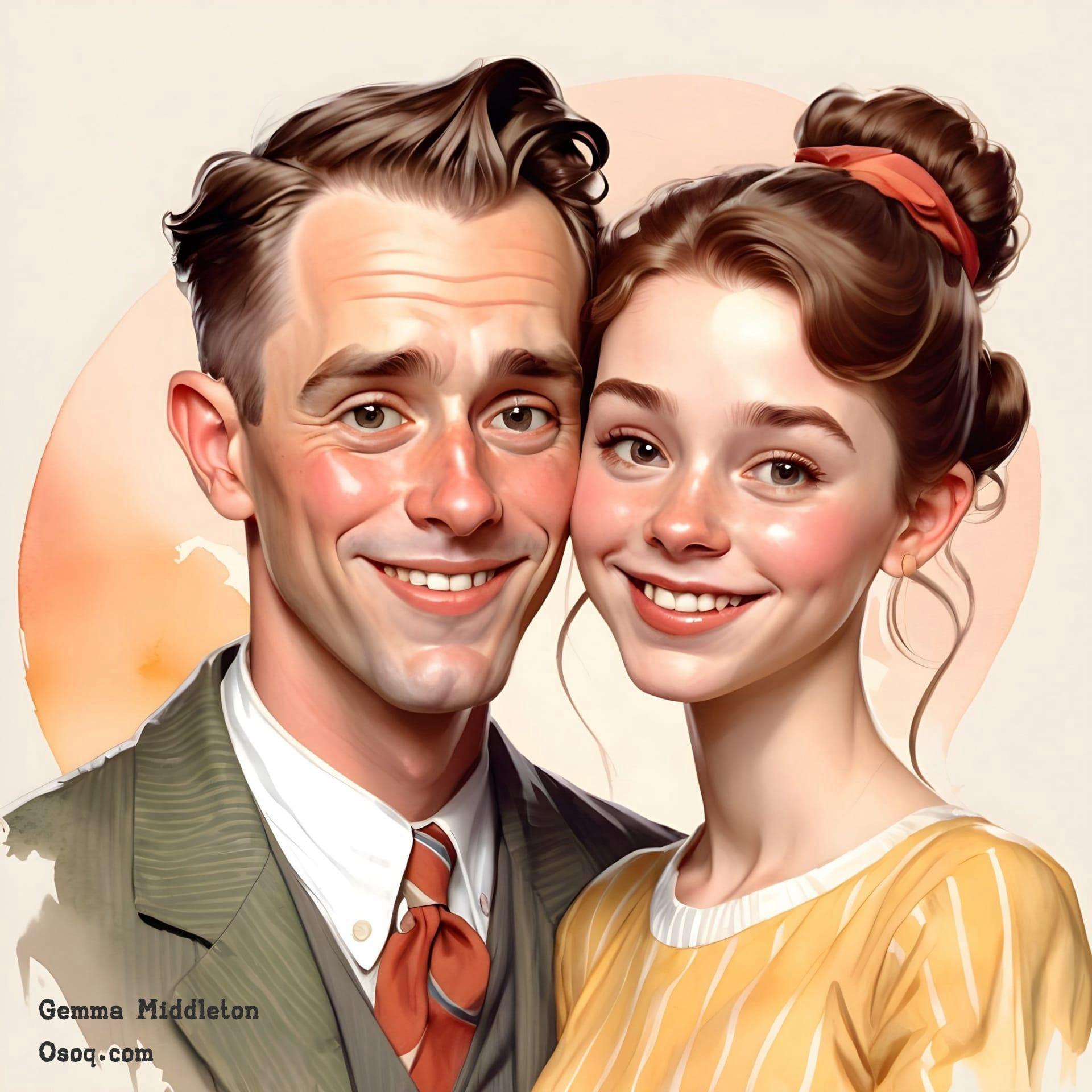 Custom cartoon couple portrait 16