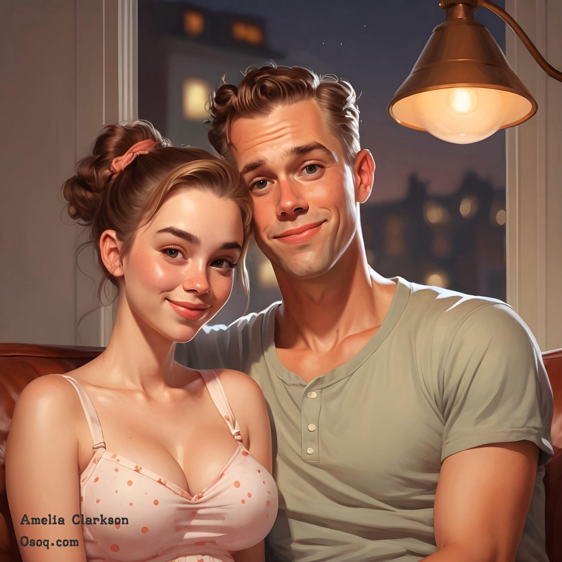 Custom cartoon couple portrait 18