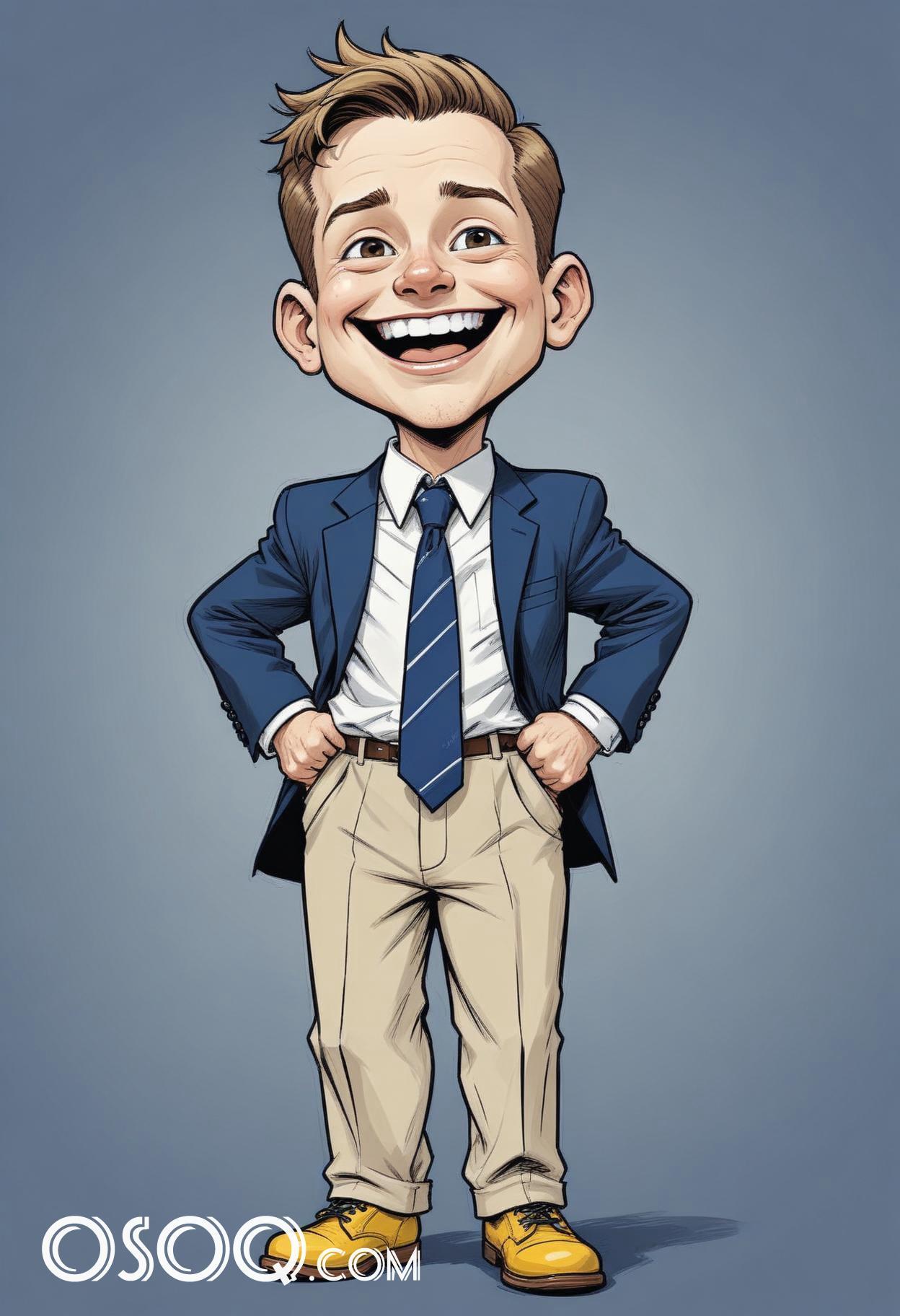 Cute business cartoon caricature drawing 01