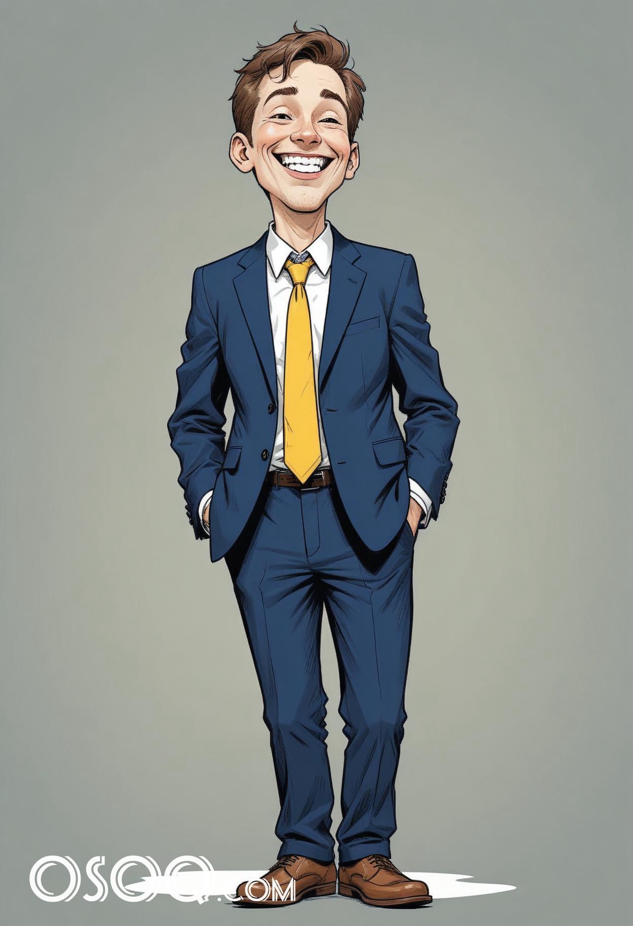 Cute business cartoon caricature drawing 02