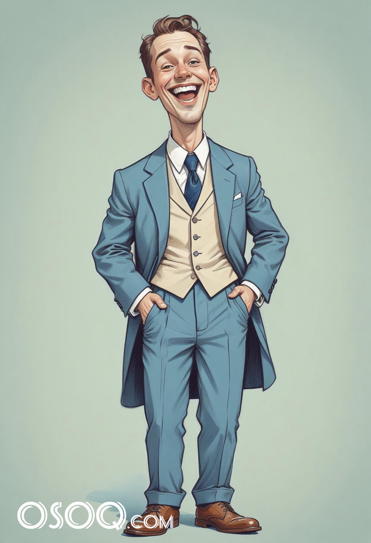 Cute business cartoon caricature drawing 03