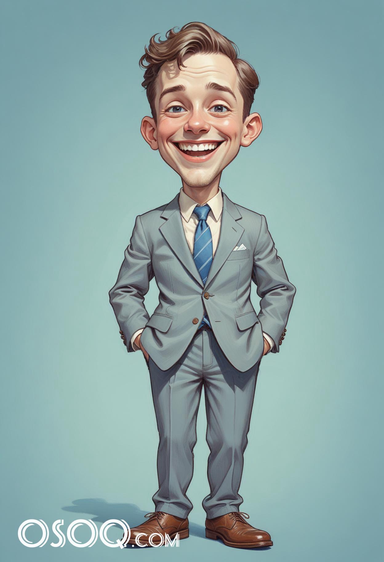 Cute business cartoon caricature drawing 04