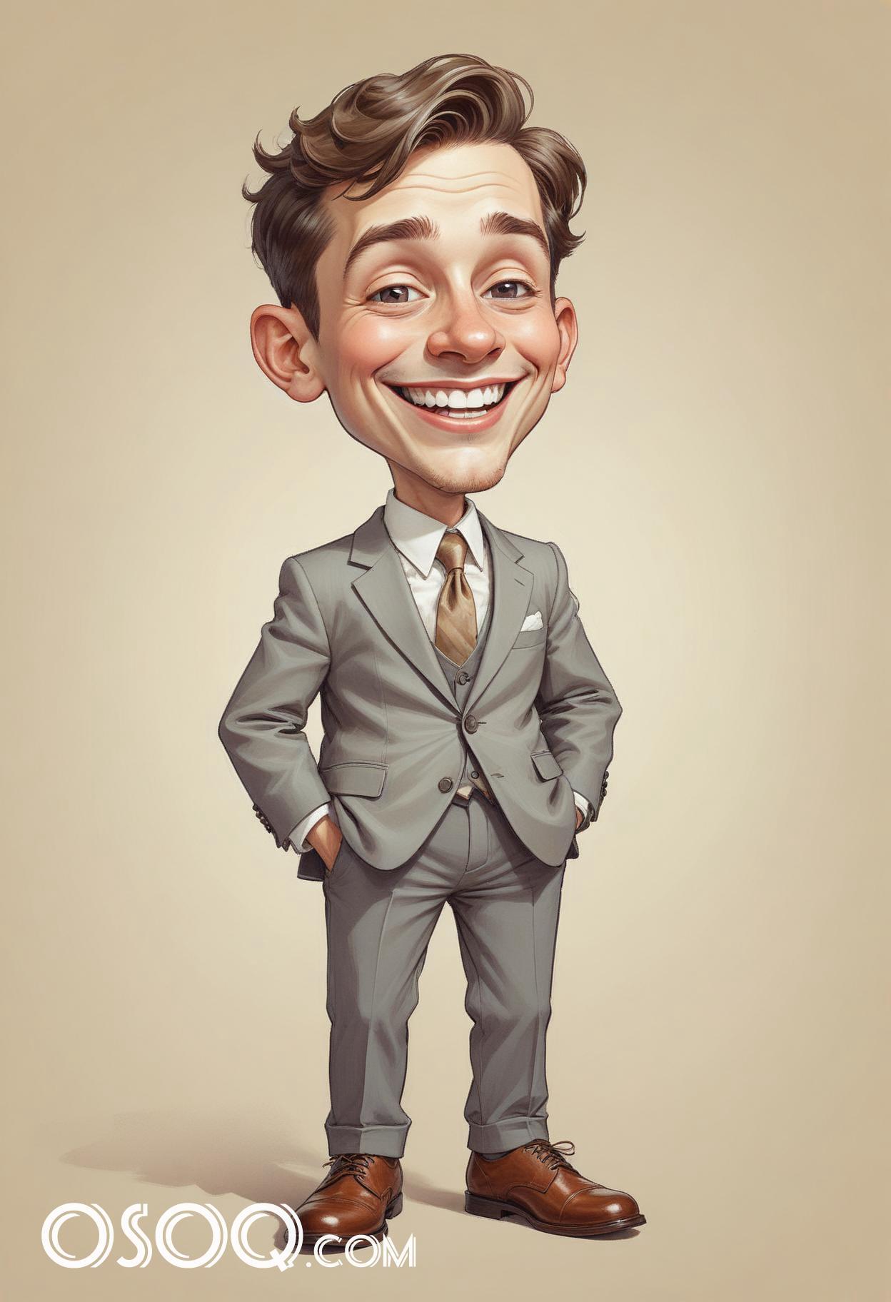 Cute business cartoon caricature drawing 05