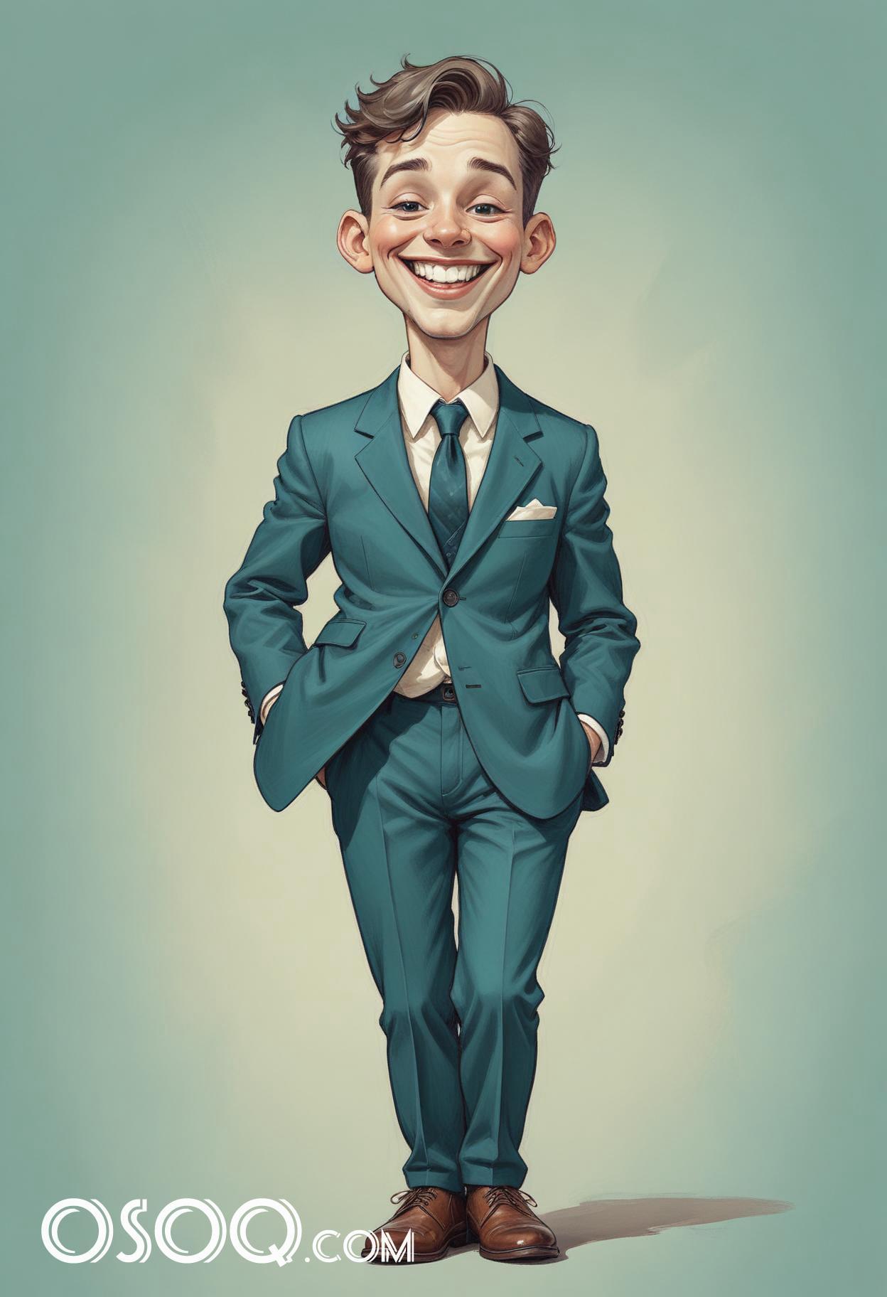 Cute business cartoon caricature drawing 06