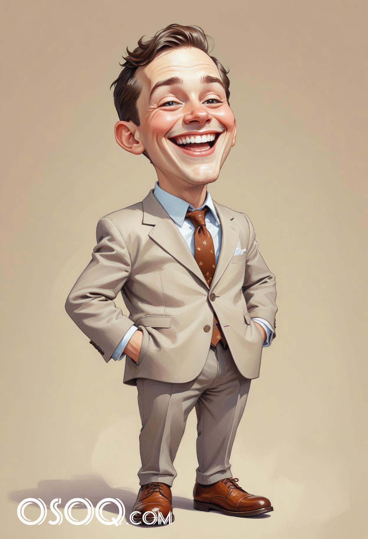 Cute business cartoon caricature drawing 07