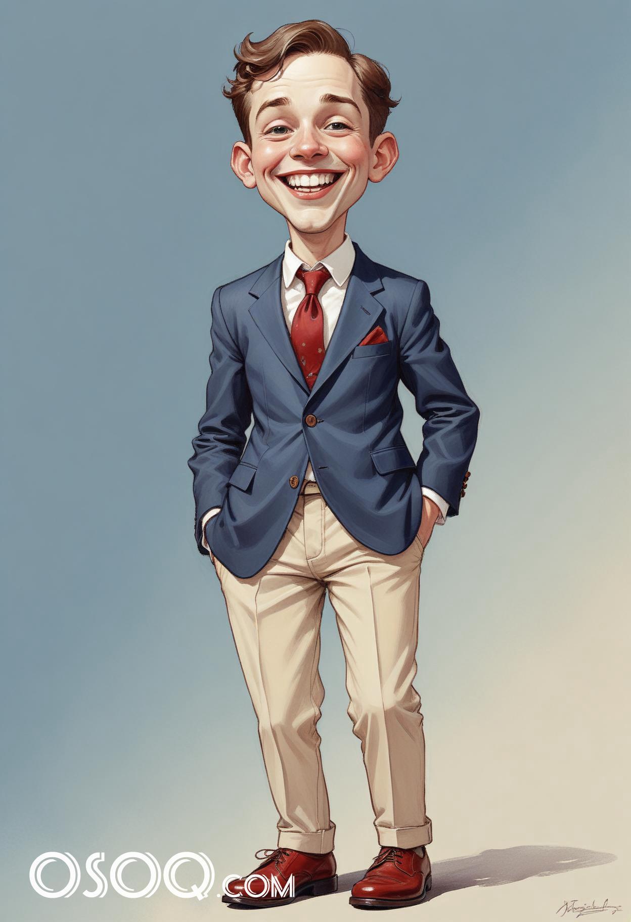 Cute business cartoon caricature drawing 08