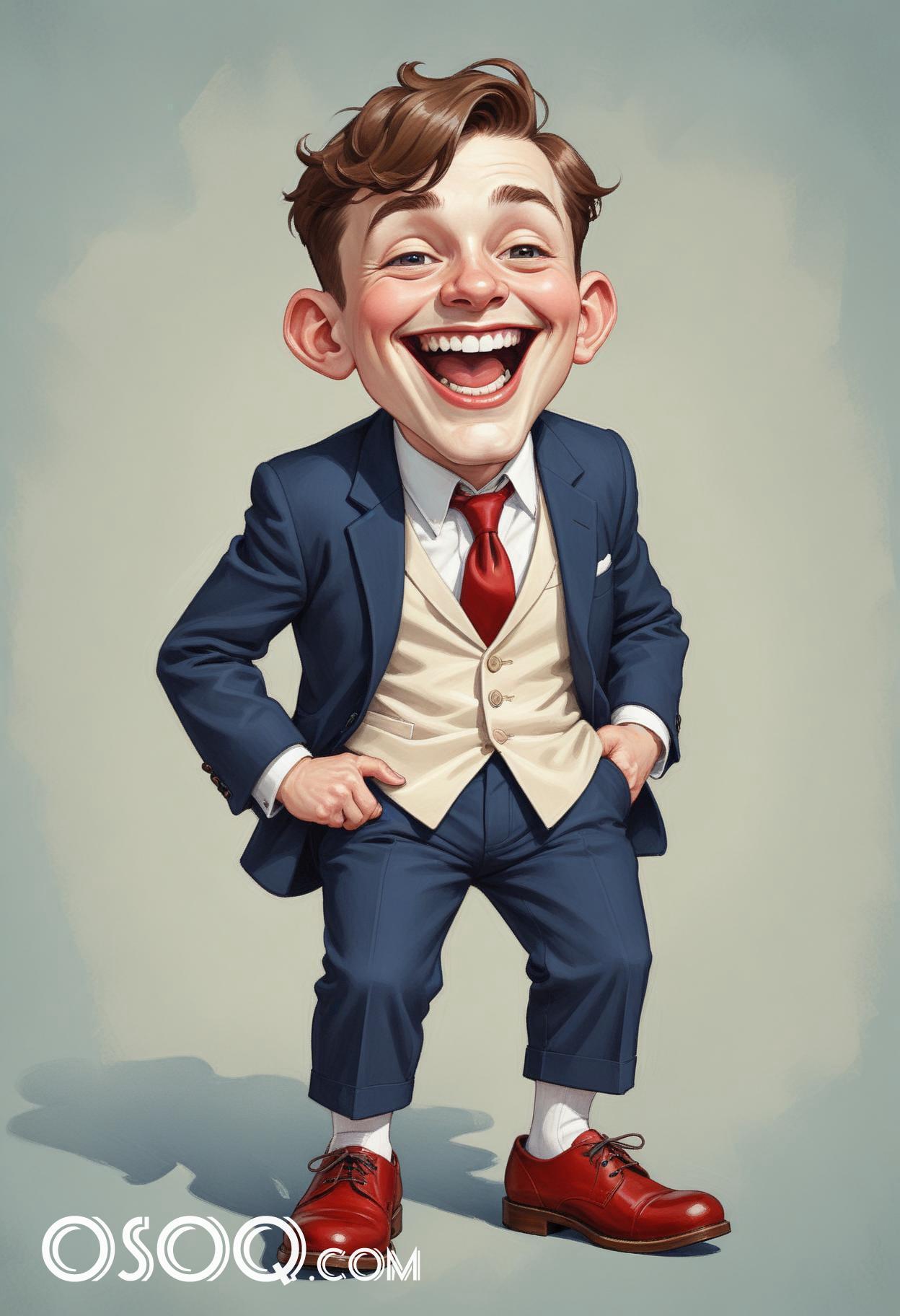 Cute business cartoon caricature drawing 09