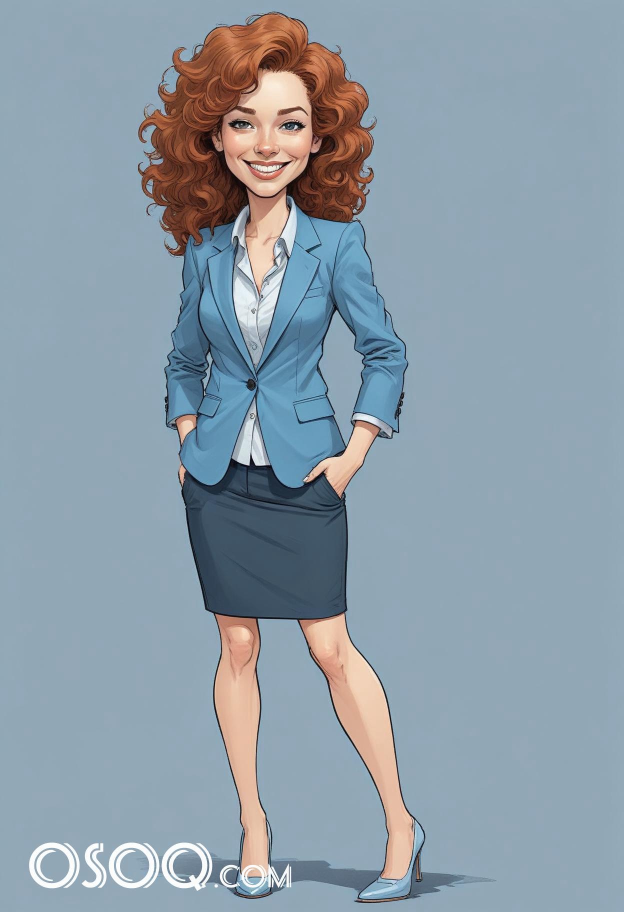 Cute business cartoon caricature drawing 16