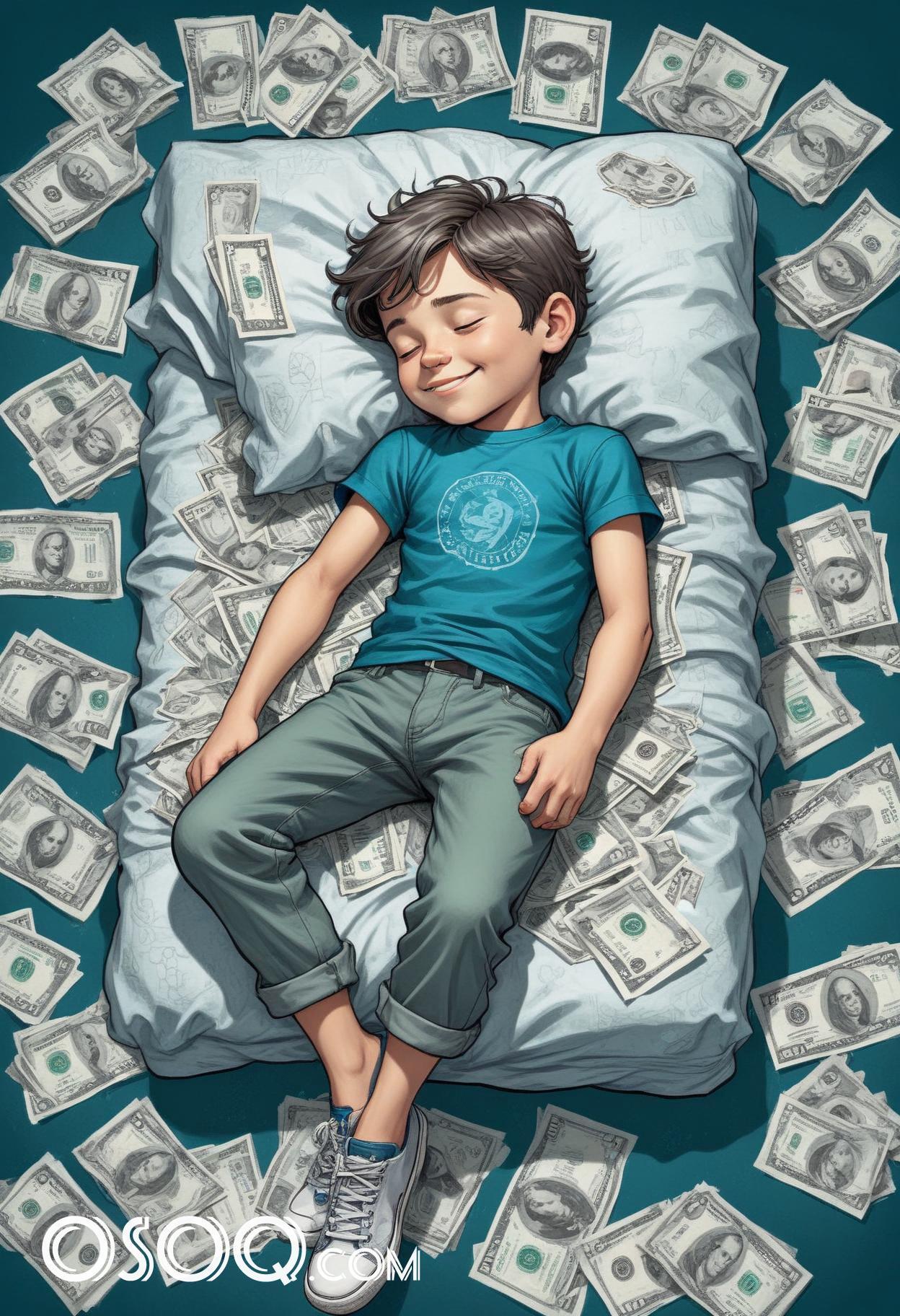 Cute dreaming money cartoon drawing 07