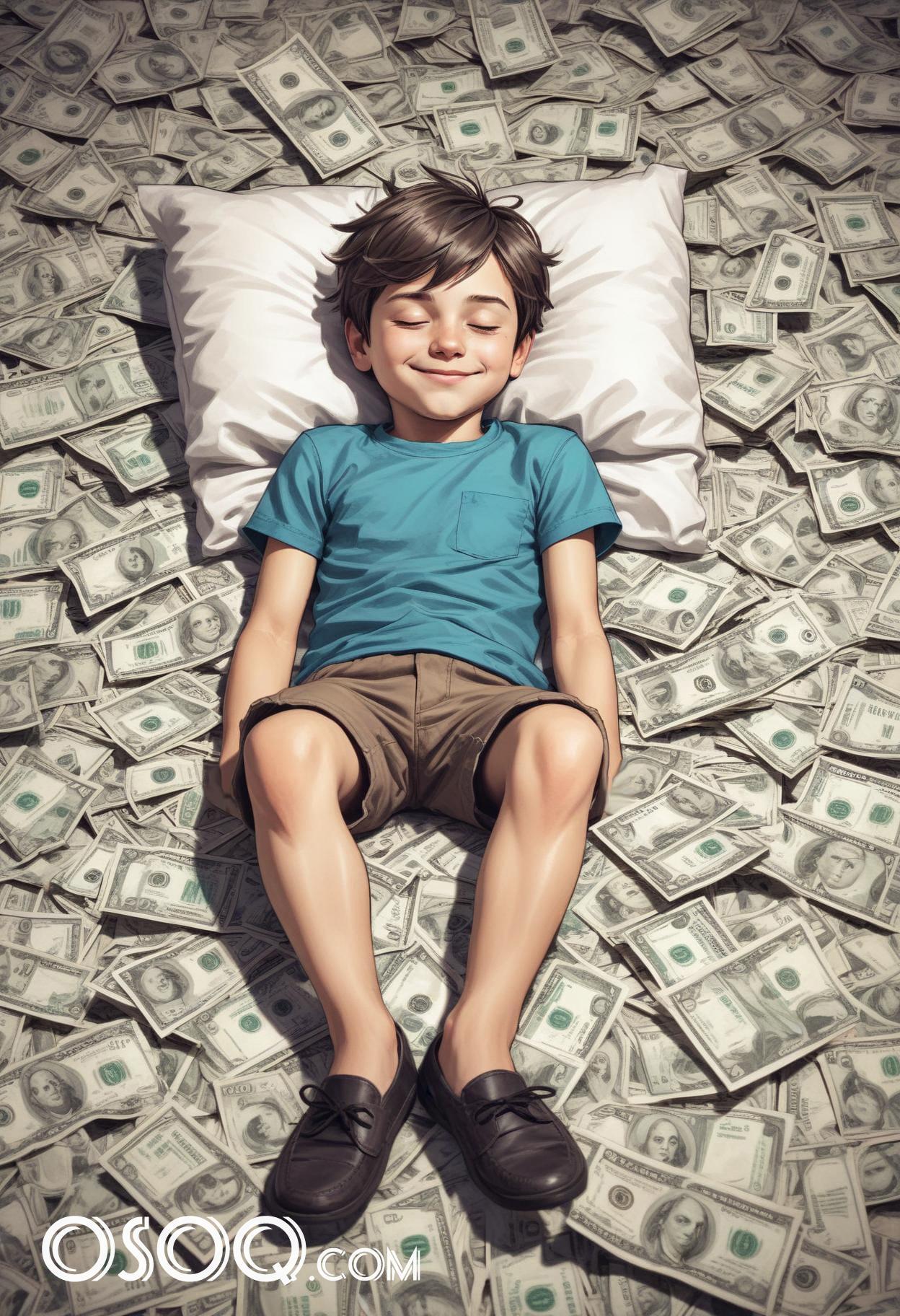 Cute dreaming money cartoon drawing 08