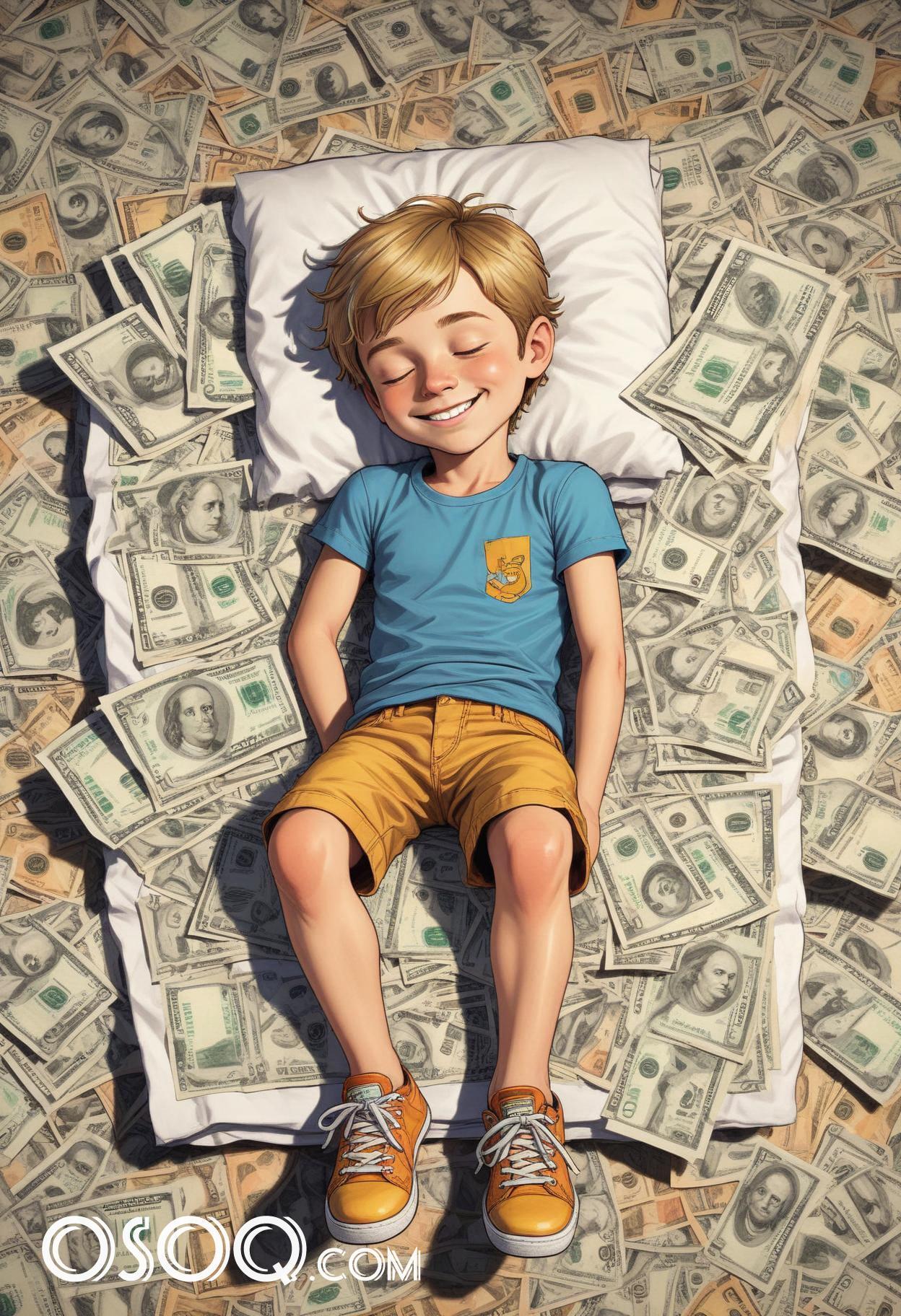 Cute dreaming money cartoon drawing 09