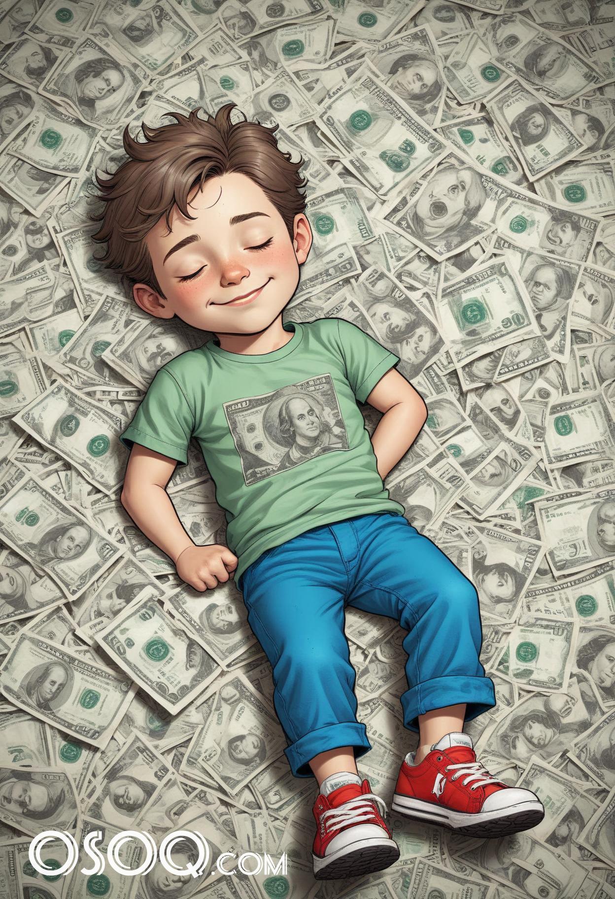 Cute dreaming money cartoon drawing 10