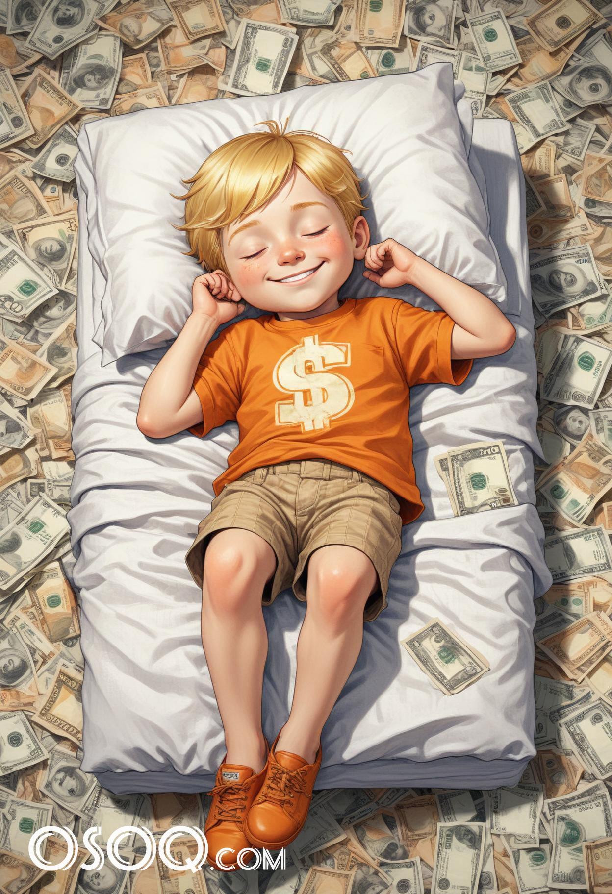 Cute dreaming money cartoon drawing 11