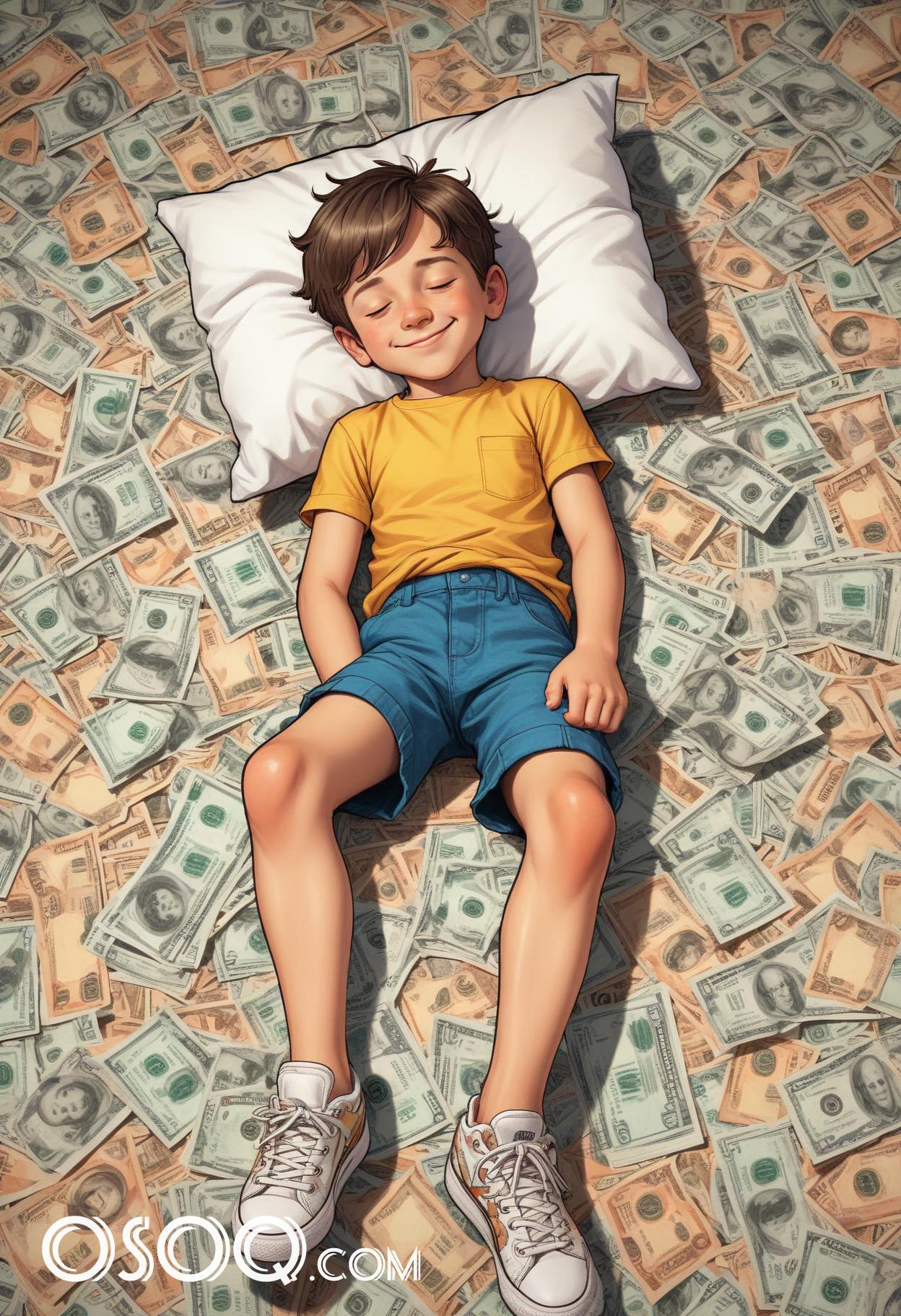 Cute dreaming money cartoon drawing 14