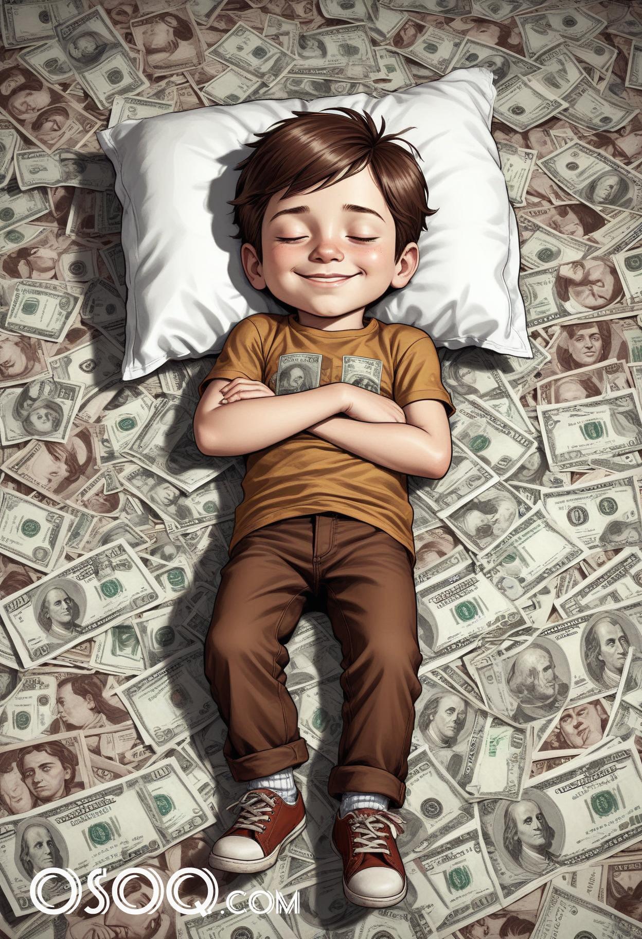 Cute dreaming money cartoon drawing 15