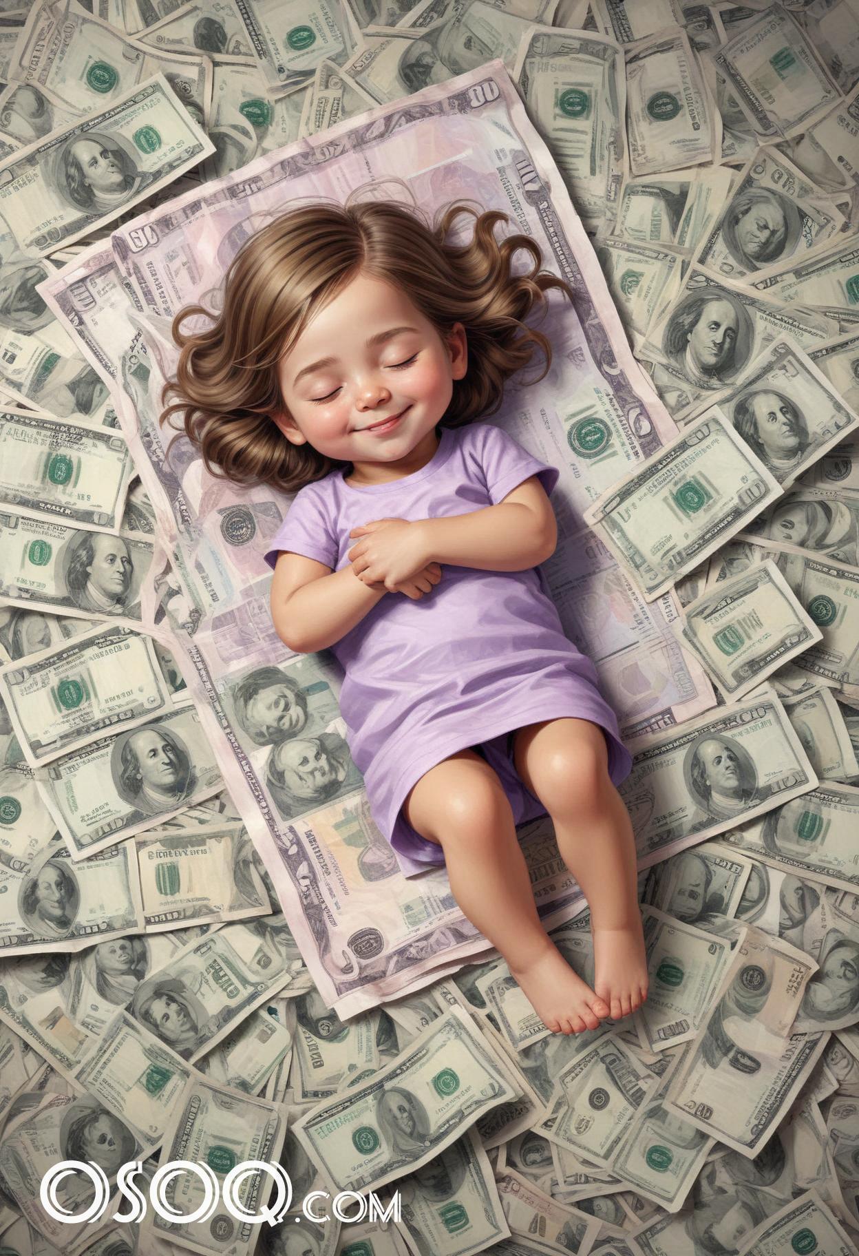 Cute dreaming money cartoon drawing 17