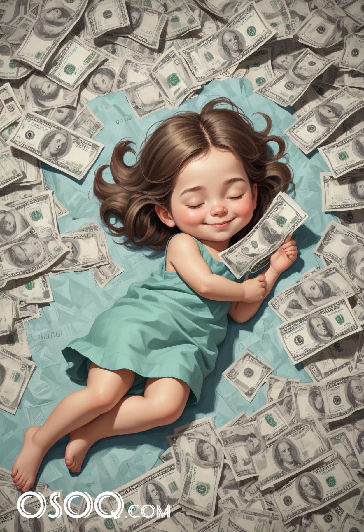 Cute dreaming money cartoon drawing 19