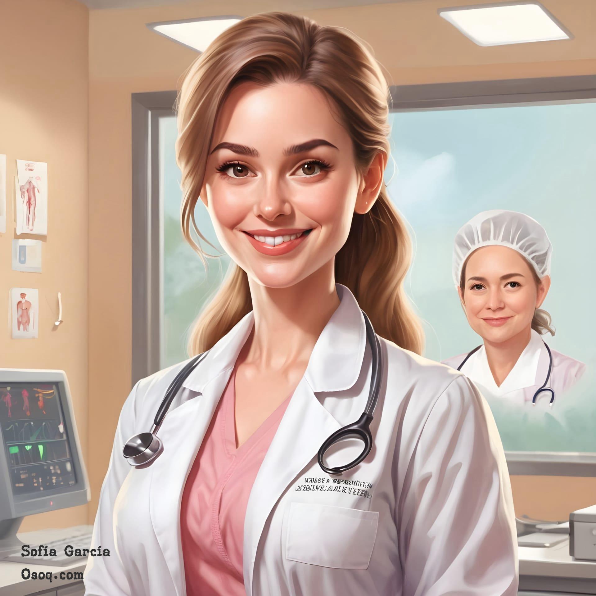 Female doctor caricature 01