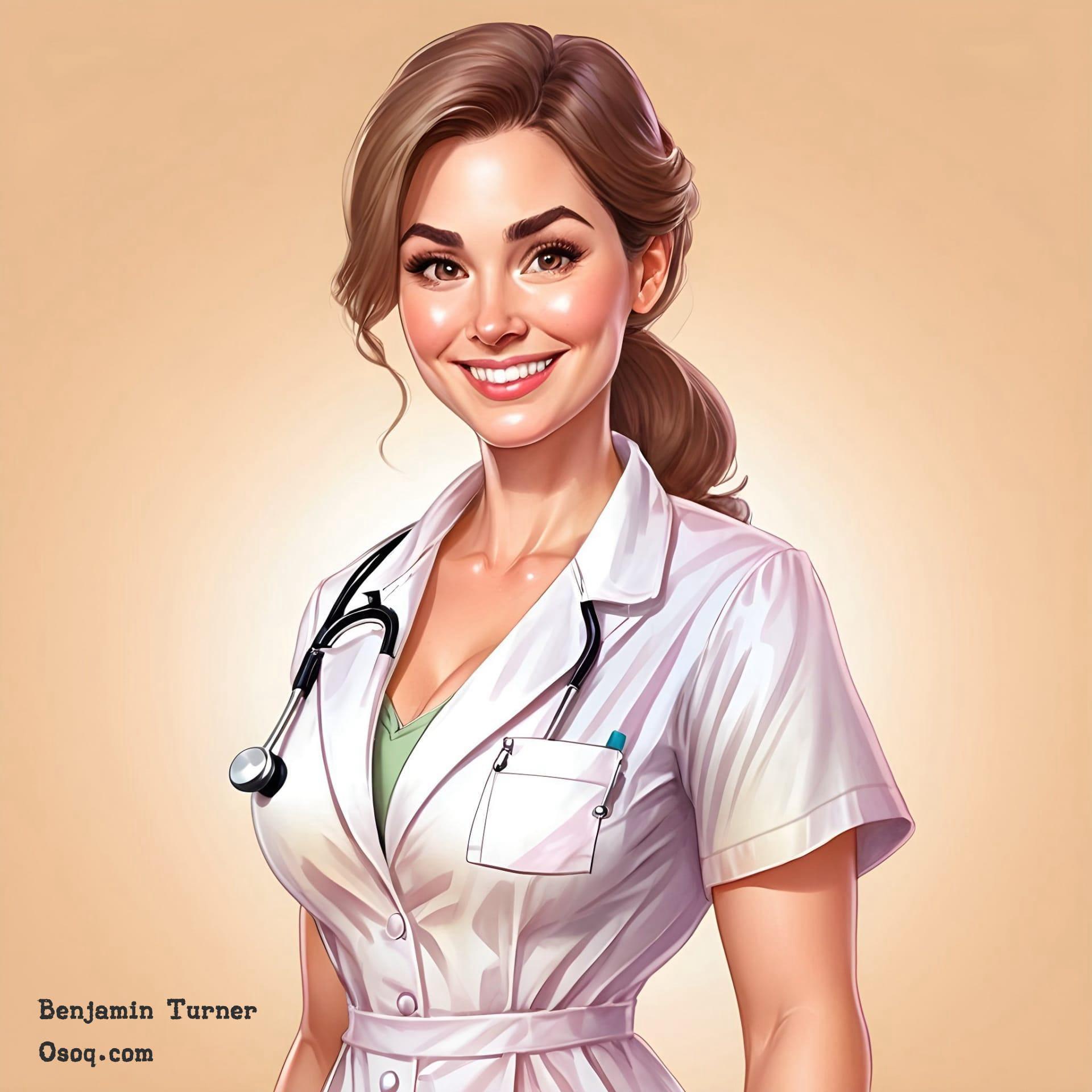 Female doctor caricature 04