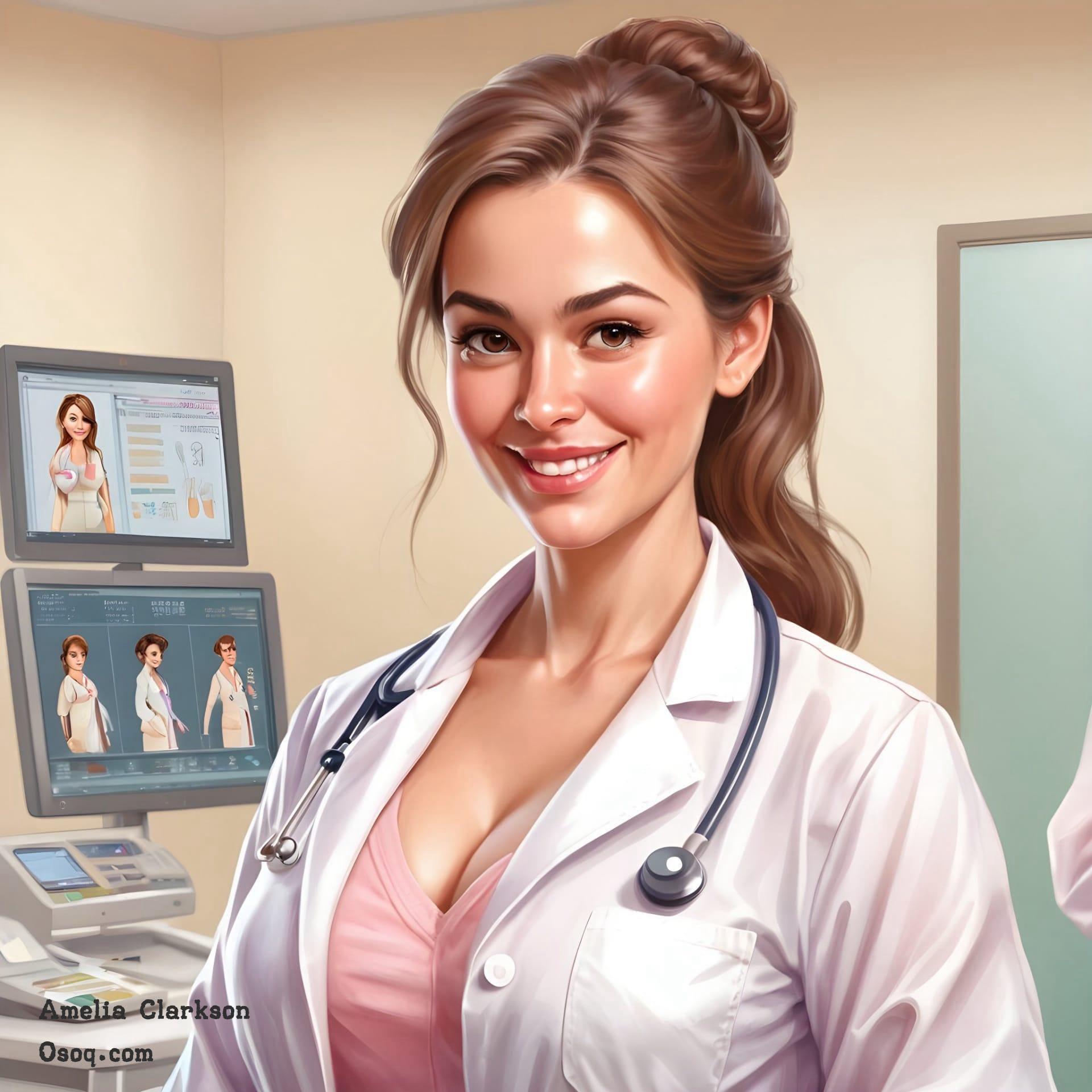 Female doctor caricature 08